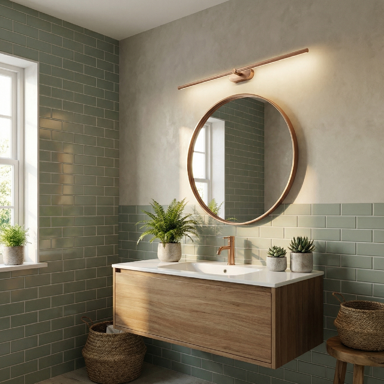 Toolight, LED nástenné svietidlo 80cm, 13W, 4000K, 1000lm, APP1897-1W, medená matná, OSW-66052