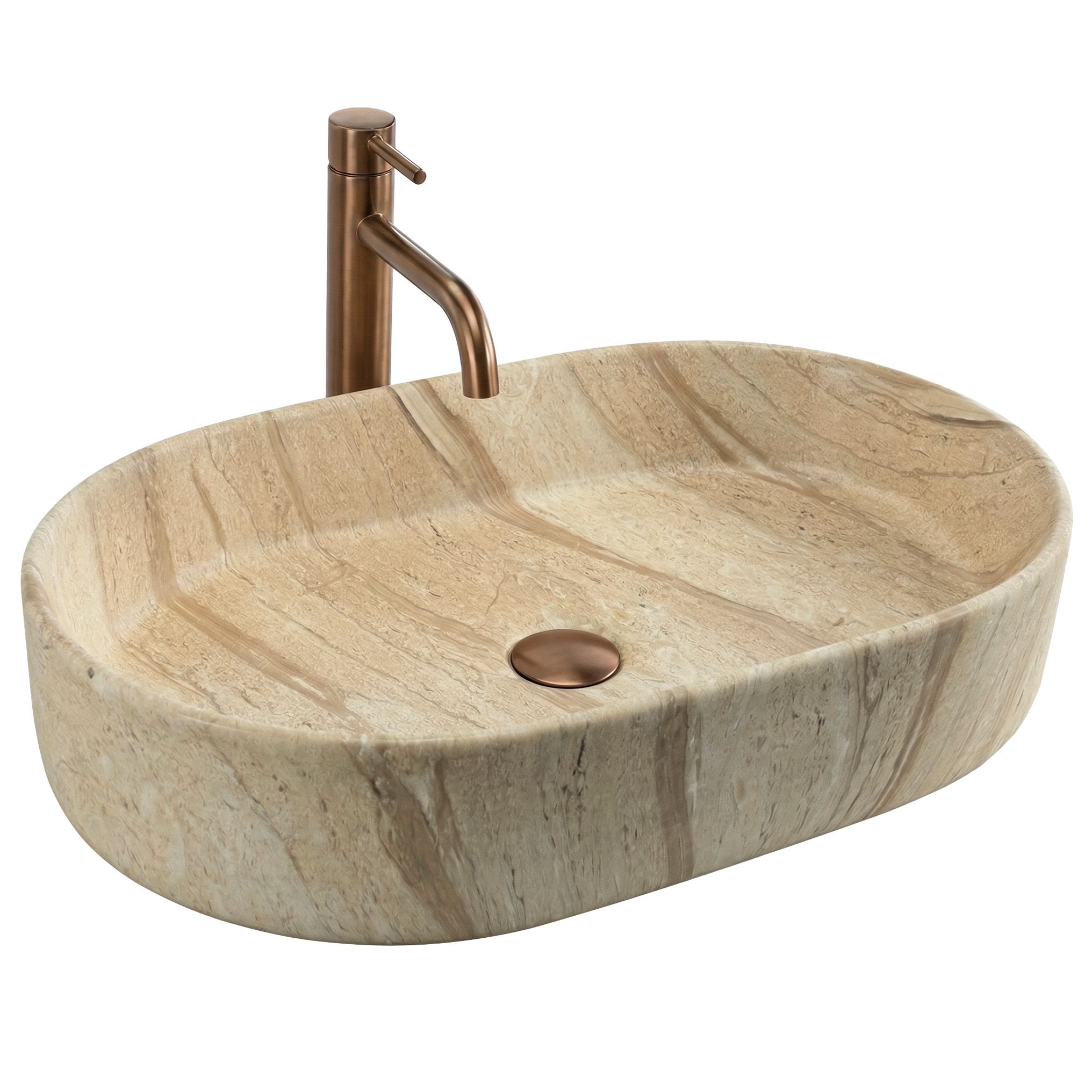 Rea Nadia, umývadlo na dosku 610x385x120 mm, imitácia kameňa-Sahara, REA-U3526