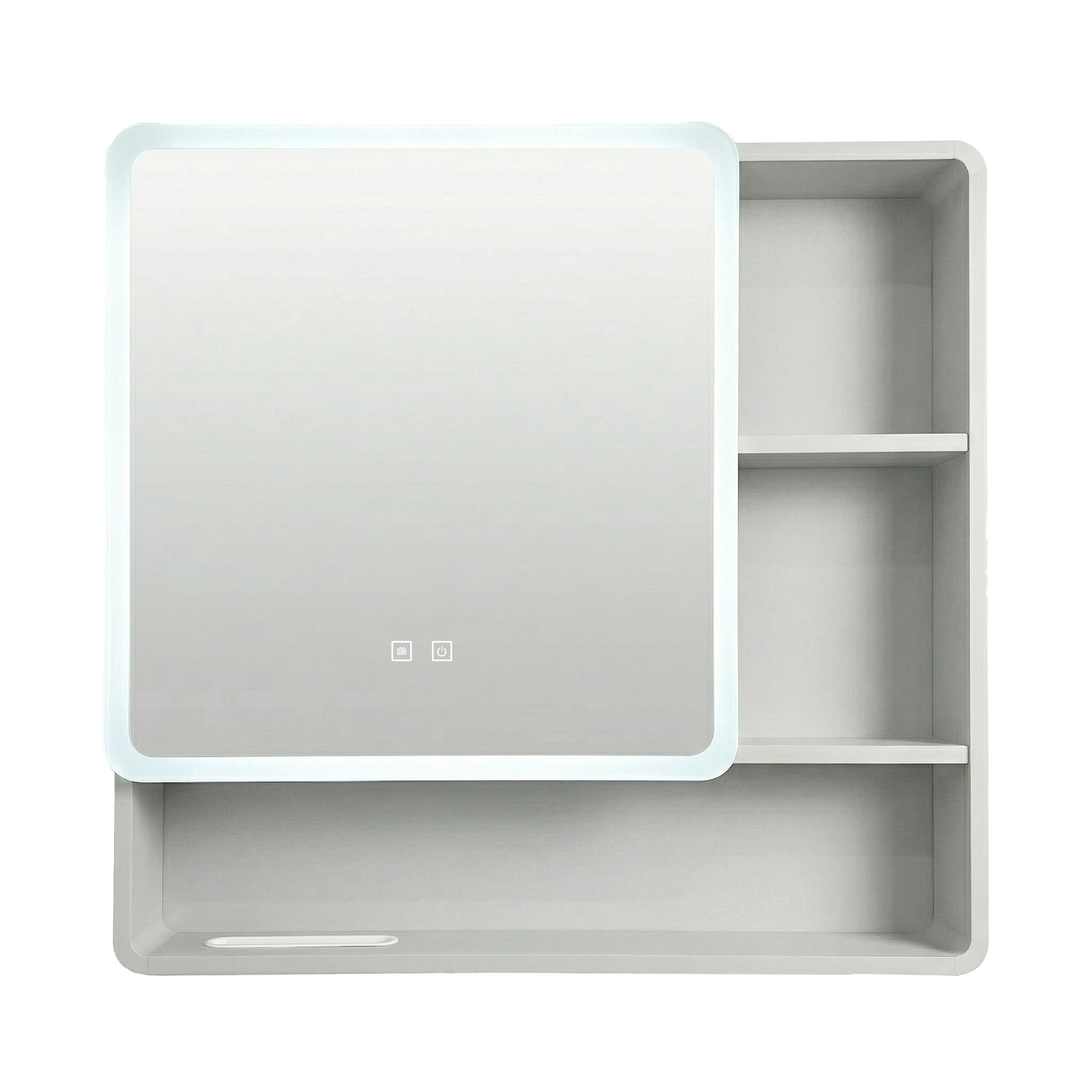 Rea, LED zrkadlová skrinka s osvetlením 70x65 cm, plast, M1016-70, biela-šedá, REA-M0101