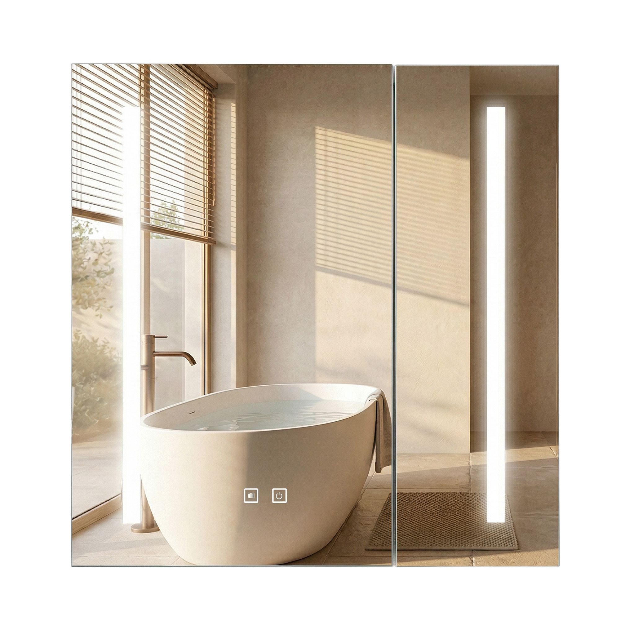 Rea, LED zrkadlová skrinka s osvetlením 60x65cm, M1015-60, plast, šedá-biela, REA-M0102