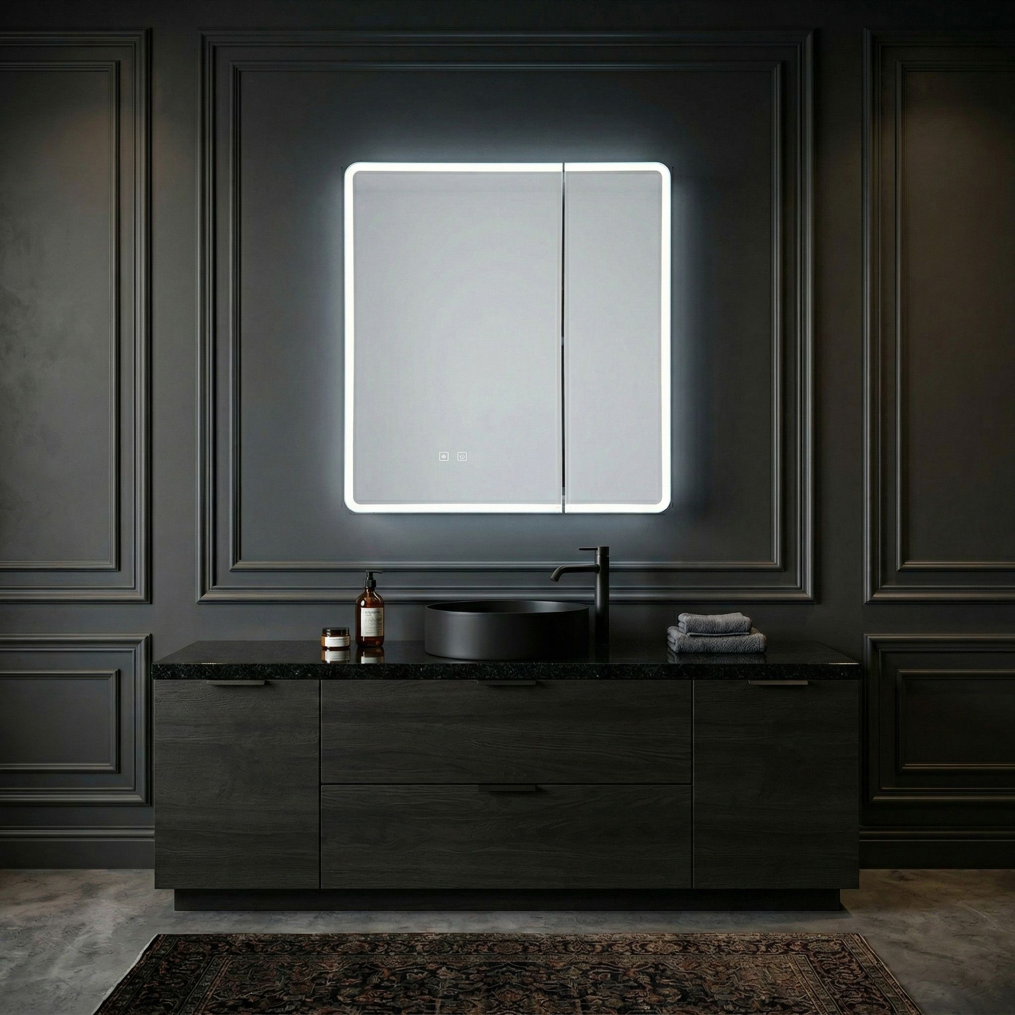 Rea, LED zrkadlová skrinka s osvetlením 60x70 cm, plast, M1011-60, biela-šedá, REA-M0100