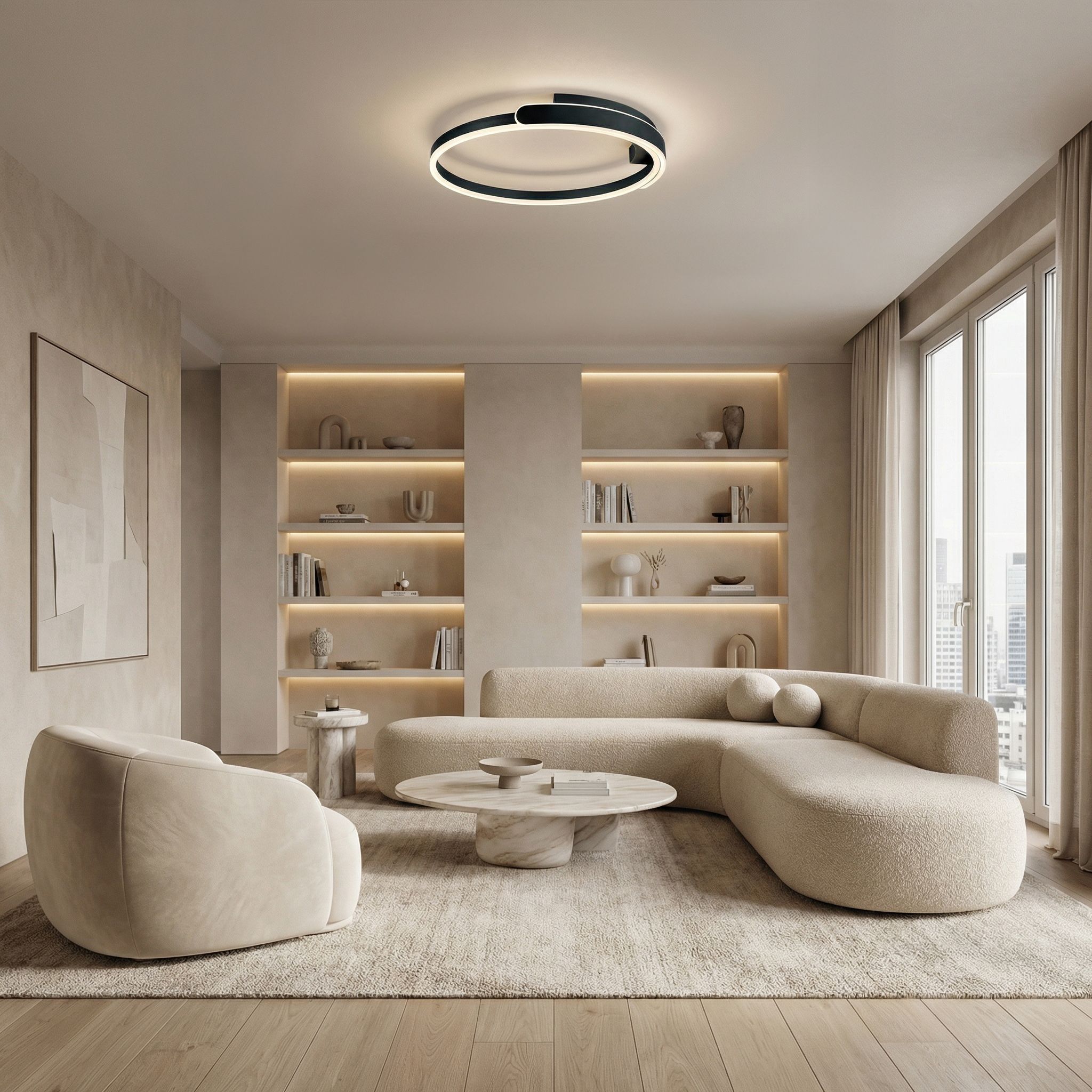 Toolight, LED stropné svietidlo 50cm, 35W, 4000K, 2000lm, APP1925-C, čierna, OSW-66066