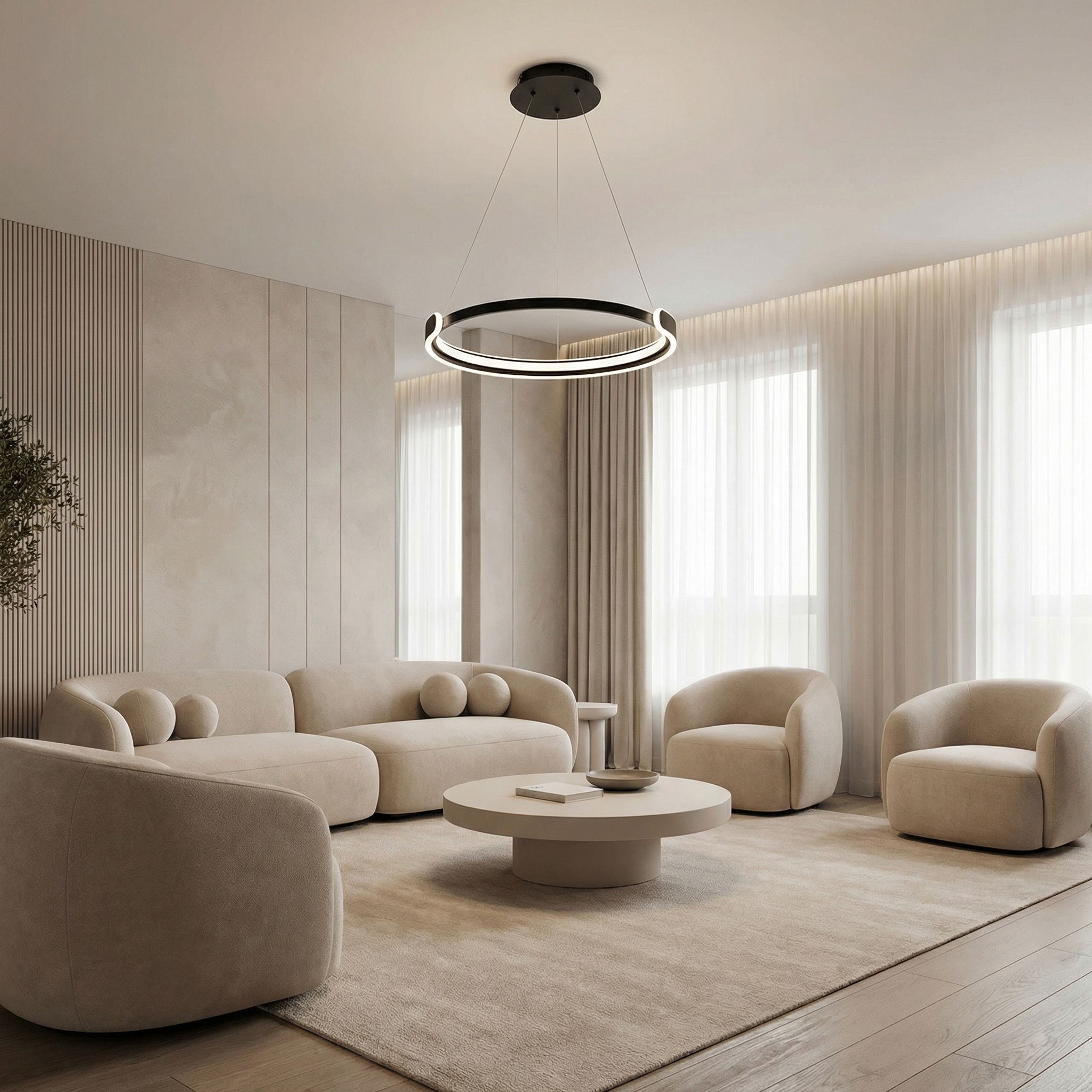 Toolight, LED stropné svietidlo 50cm, 48W, 4000K, 2500lm, APP1927-CP, čierna, OSW-66067