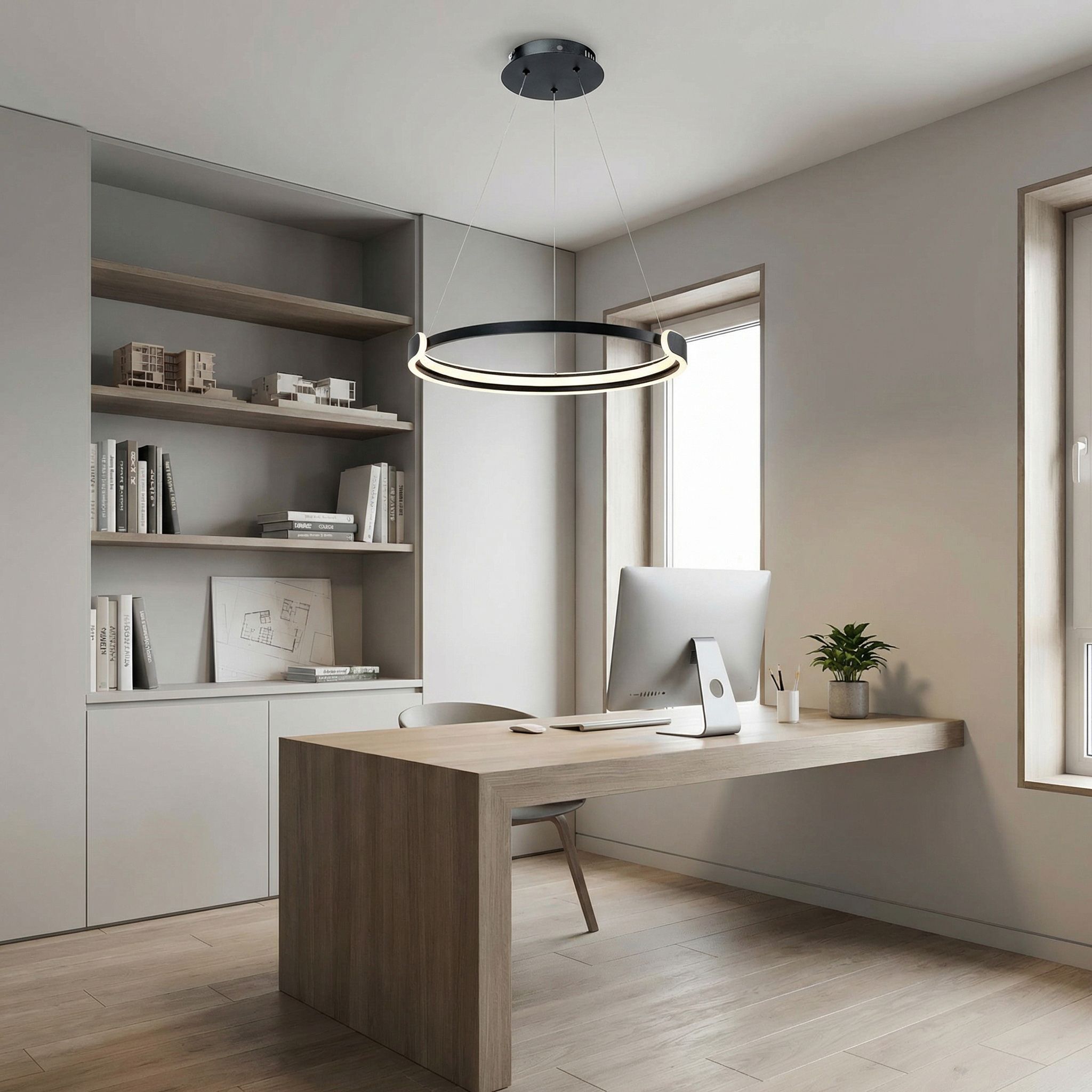 Toolight, LED stropné svietidlo 50cm, 48W, 4000K, 2500lm, APP1927-CP, čierna, OSW-66067