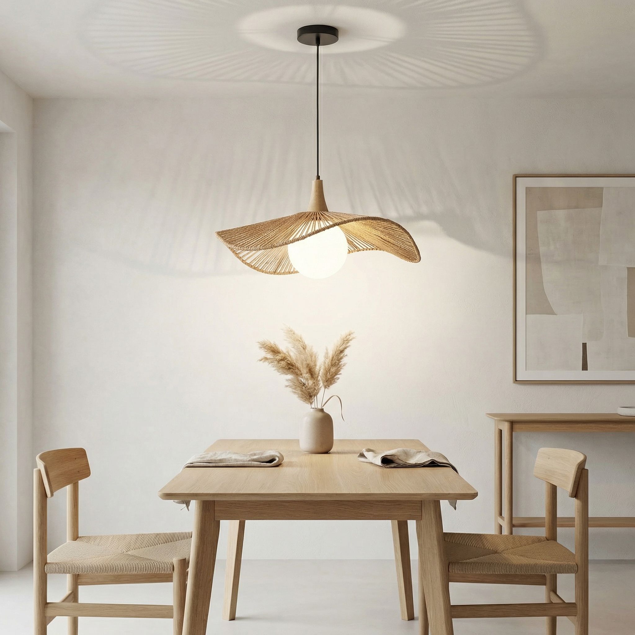 Toolight Natural, závesné stropné svietidlo 50cm, 1xE27, APP1932-1CP, prírodná hnedá-čierna, OSW-66069