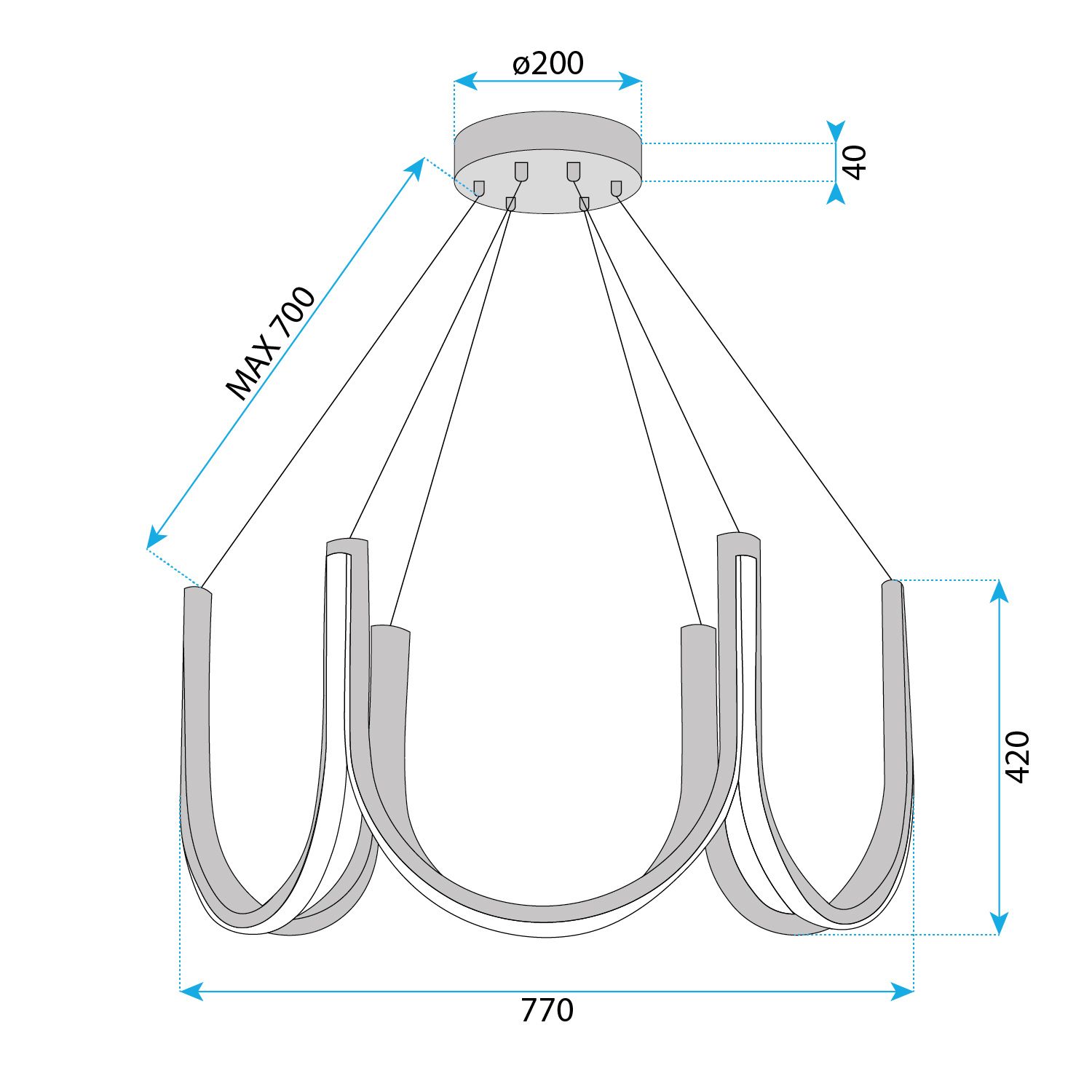 Toolight, LED závesné svietidlo 77cm, 75W, 4000K, 4000lm, APP1749-CP, zlatá lesklá, OSW-06064