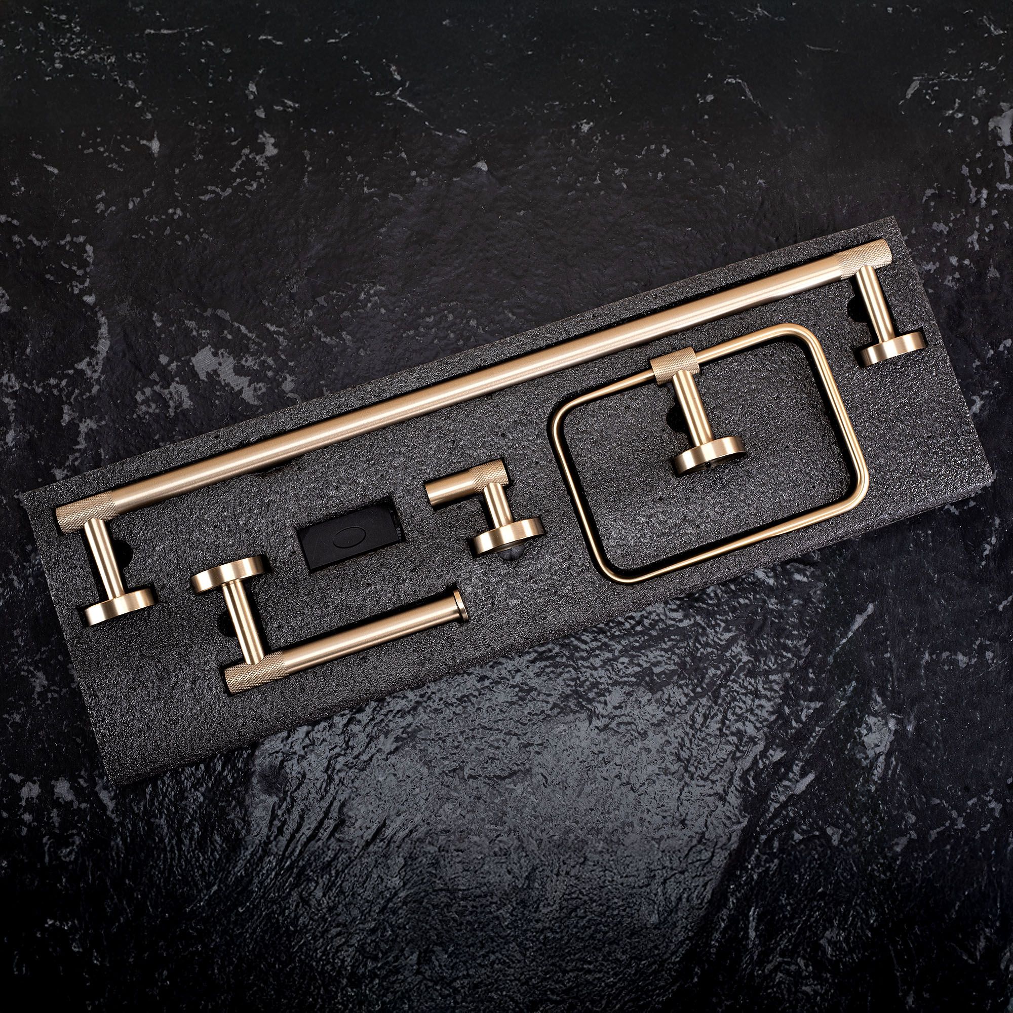 Rea GRID, set accesorii baie (4 piese), auriu mat, REA-05010
