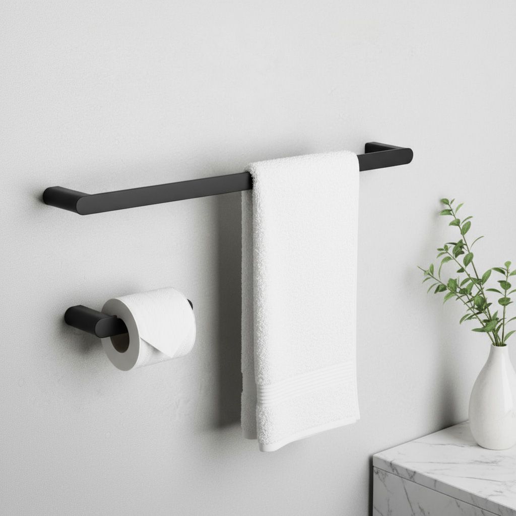 Rea GRID, sada kúpeľňových doplnkov (4 kusy), čierna matná, REA-05007