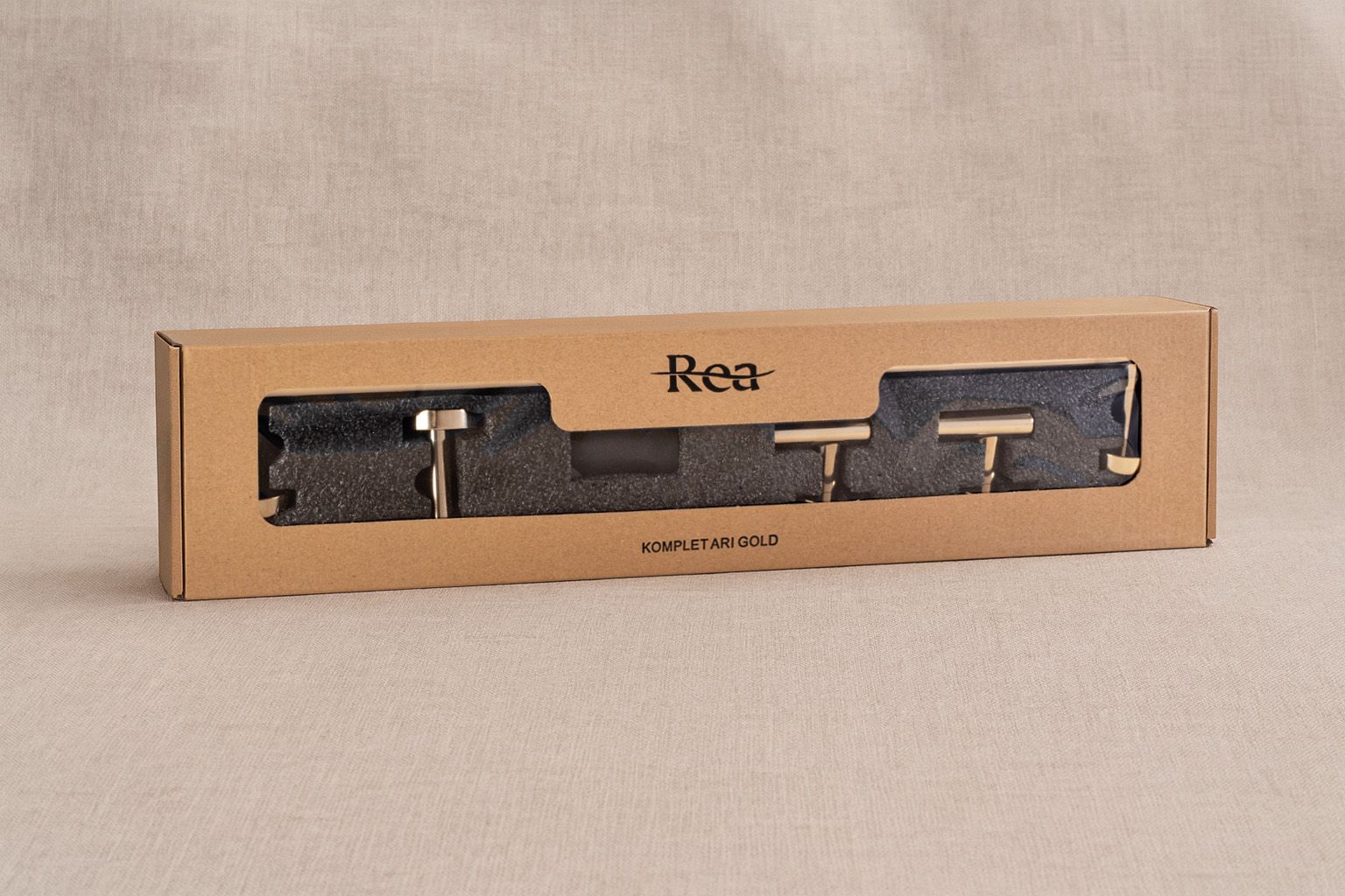 Rea Ari, set accesorii baie (4 piese), auriu strălucitor, REA-05000