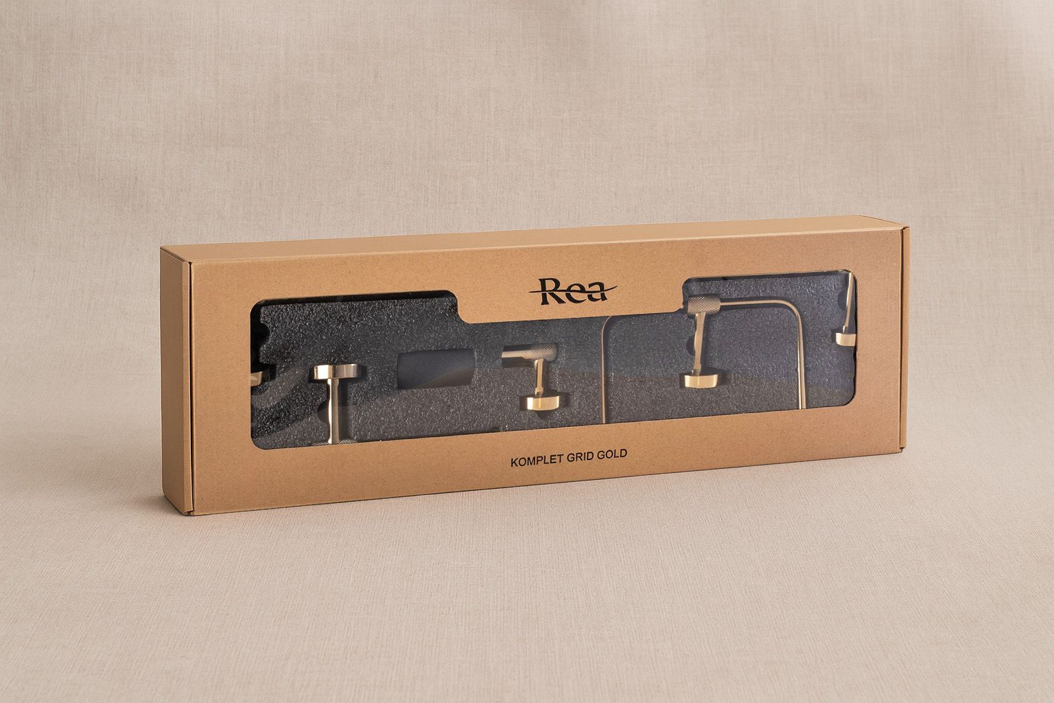 Rea GRID, set accesorii baie (4 piese), auriu strălucitor, REA-05009