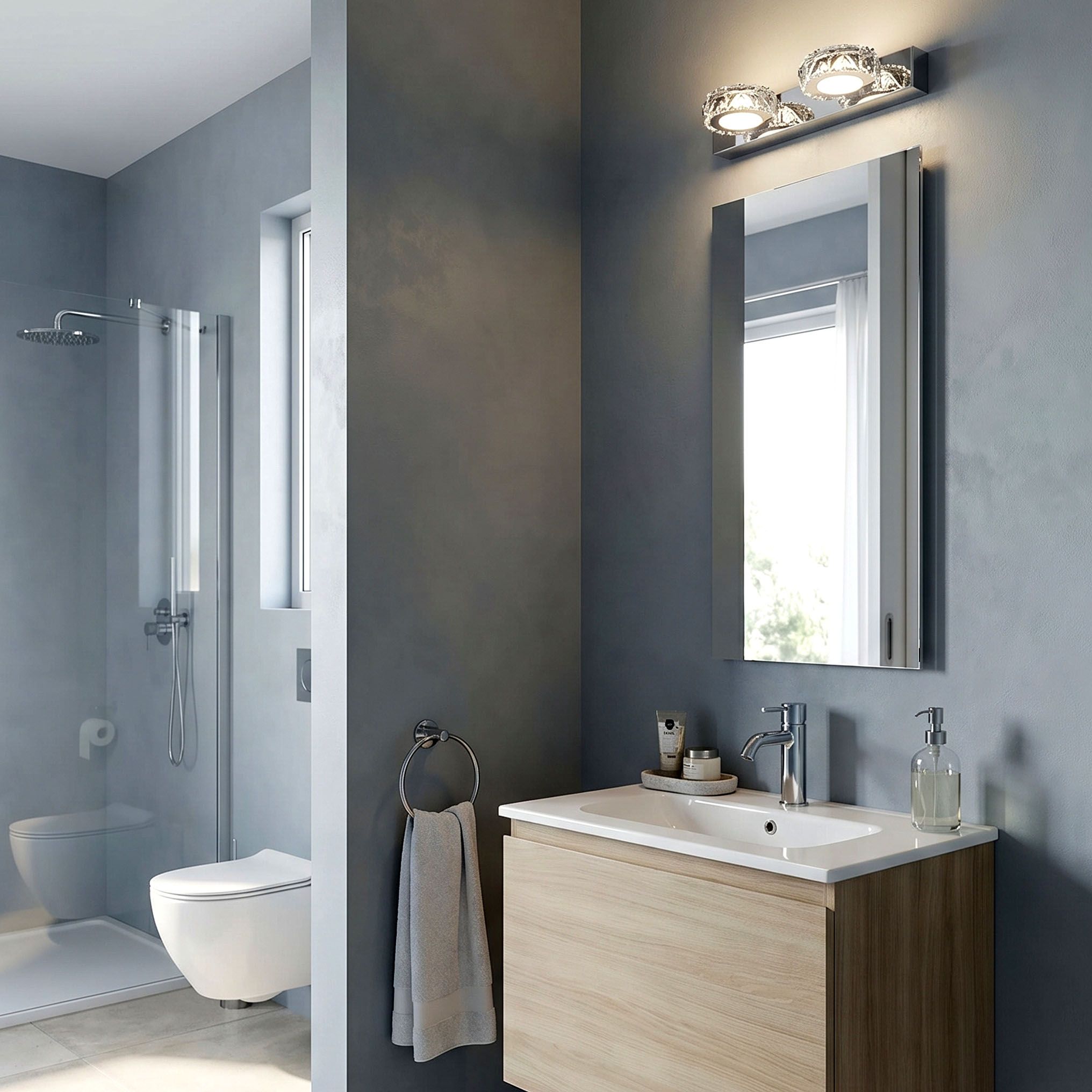 Toolight, LED nástenné svietidlo 32 cm, 6W, 4000K, 500lm, APP1936-2W, chrómová, OSW-66070