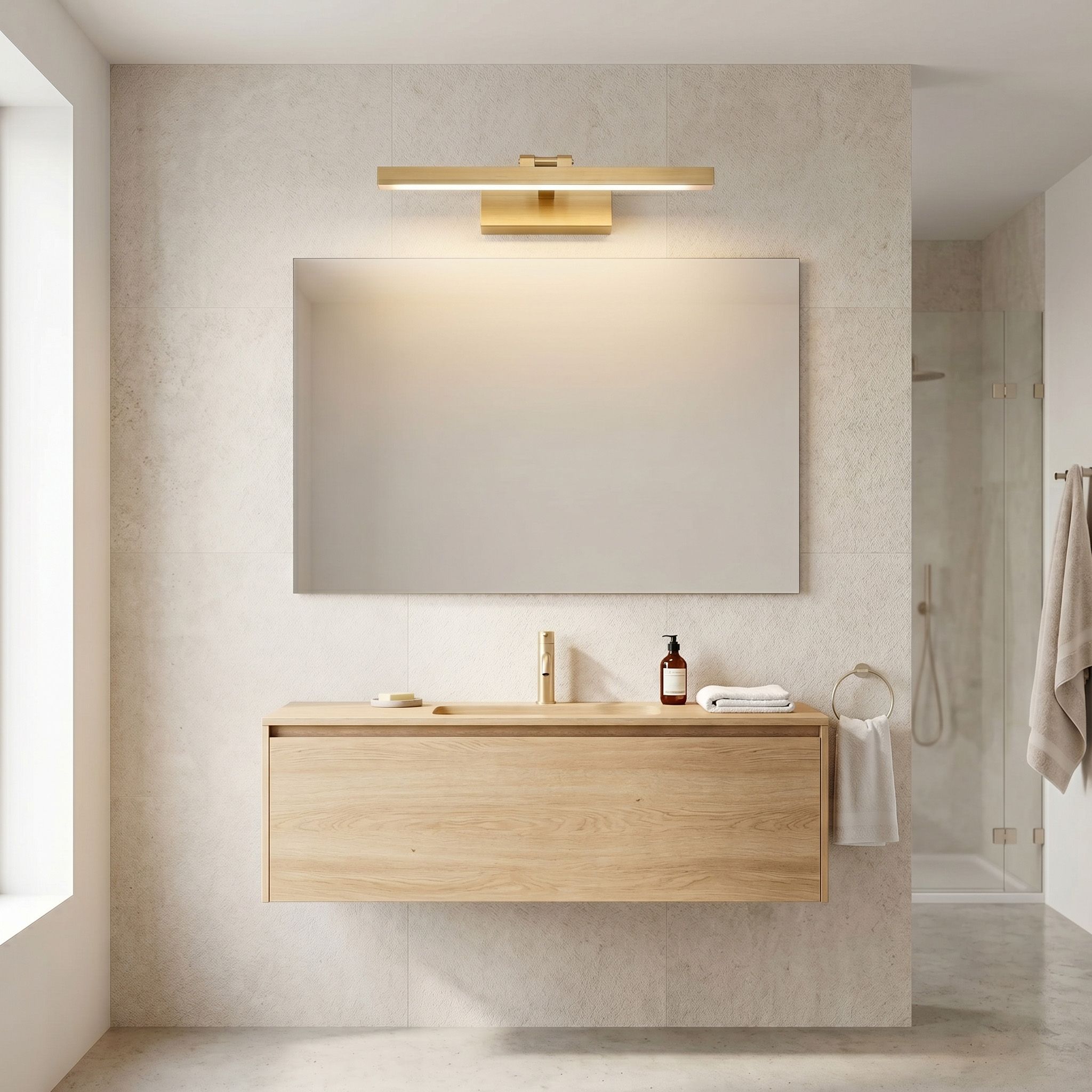 Toolight, LED kúpeľňové svietidlo 40 cm, 9W, 4000K, 500lm, APP1863-1W, zlatá matná, OSW-66016