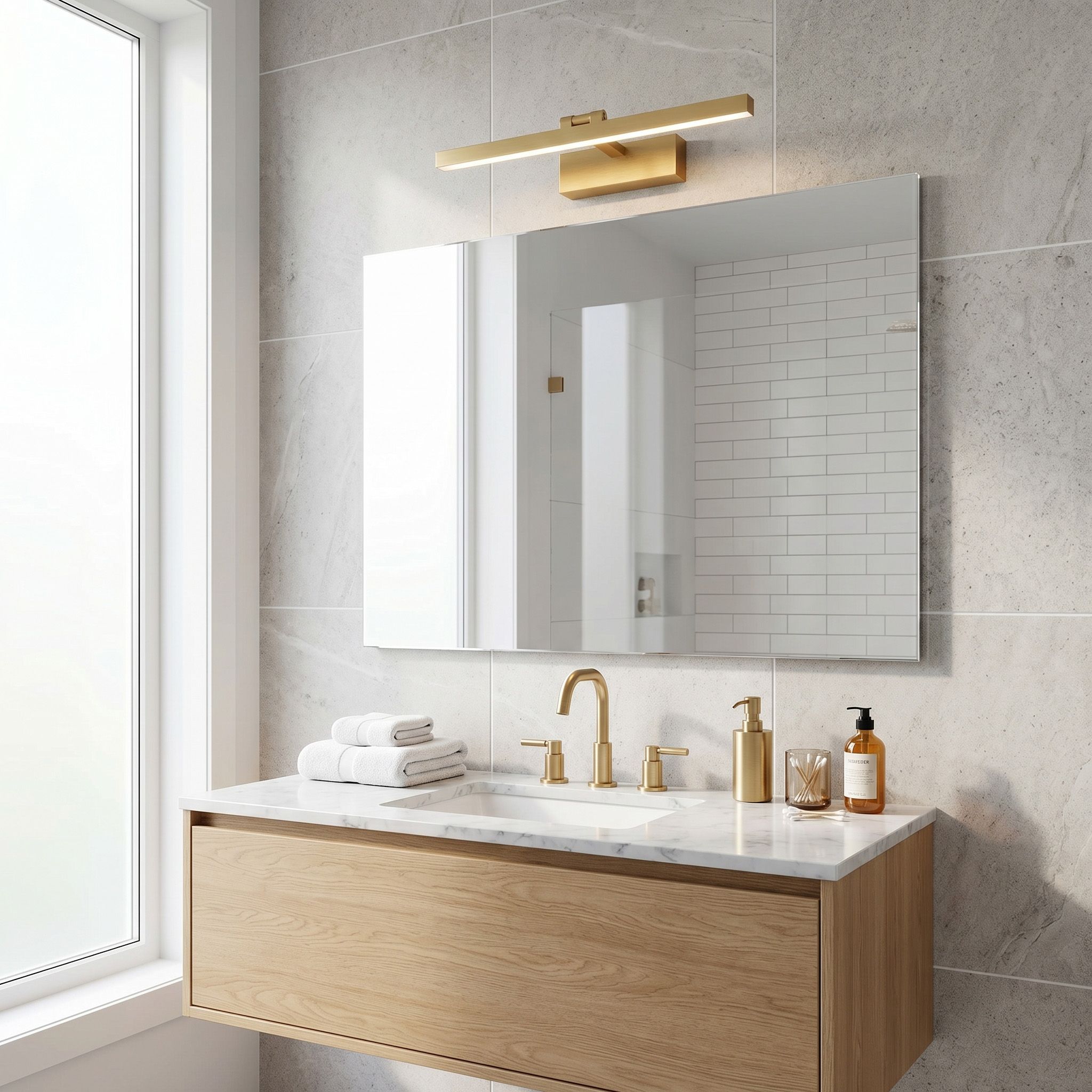 Toolight, LED kúpeľňové svietidlo 80 cm, 13W, 4000K, 1000lm, zlatá matná, OSW-66021