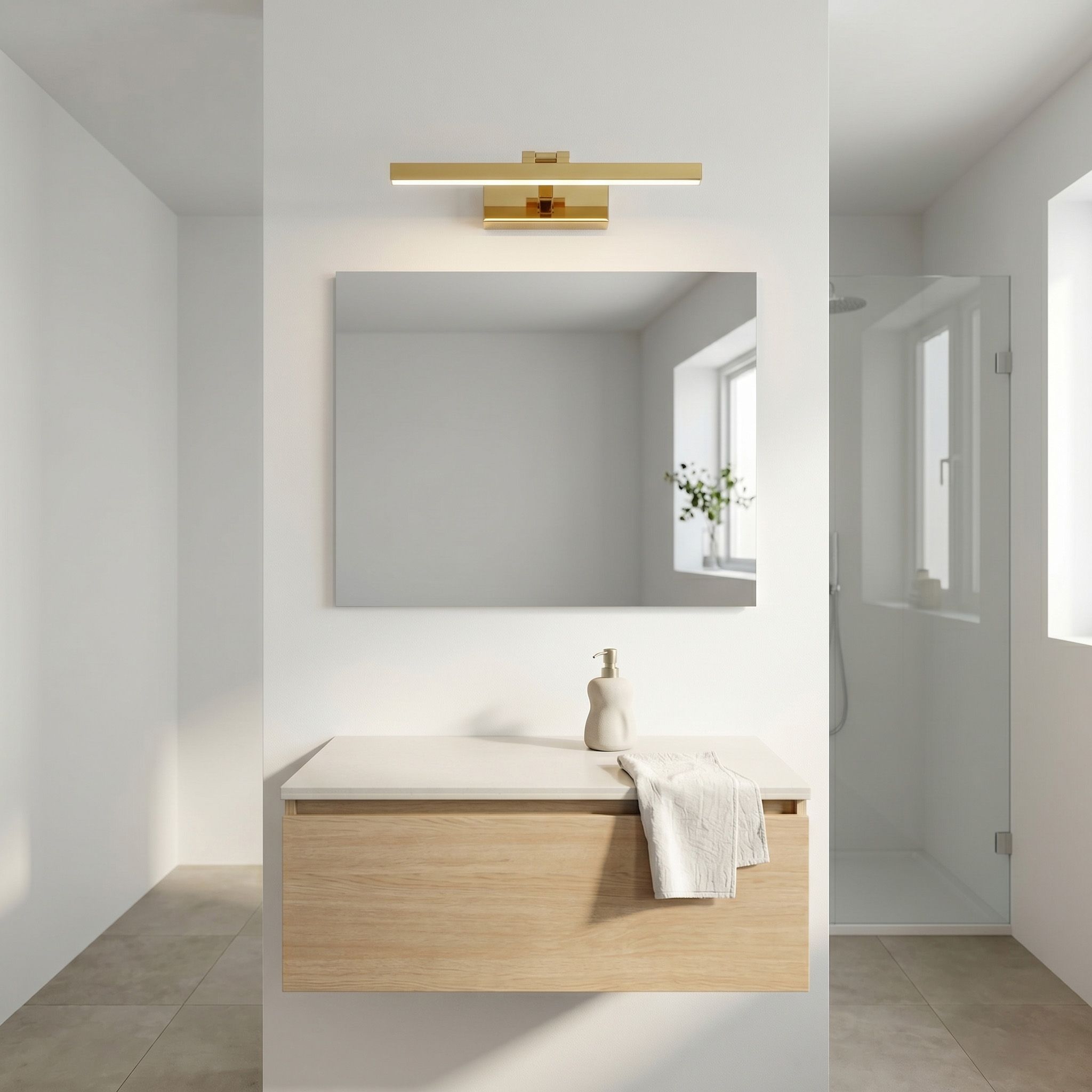 Toolight, LED kúpeľňové svietidlo, 400 mm, 6W, 4000K, 500lm, zlatá lesklá, APP1860-1W, OSW-66013