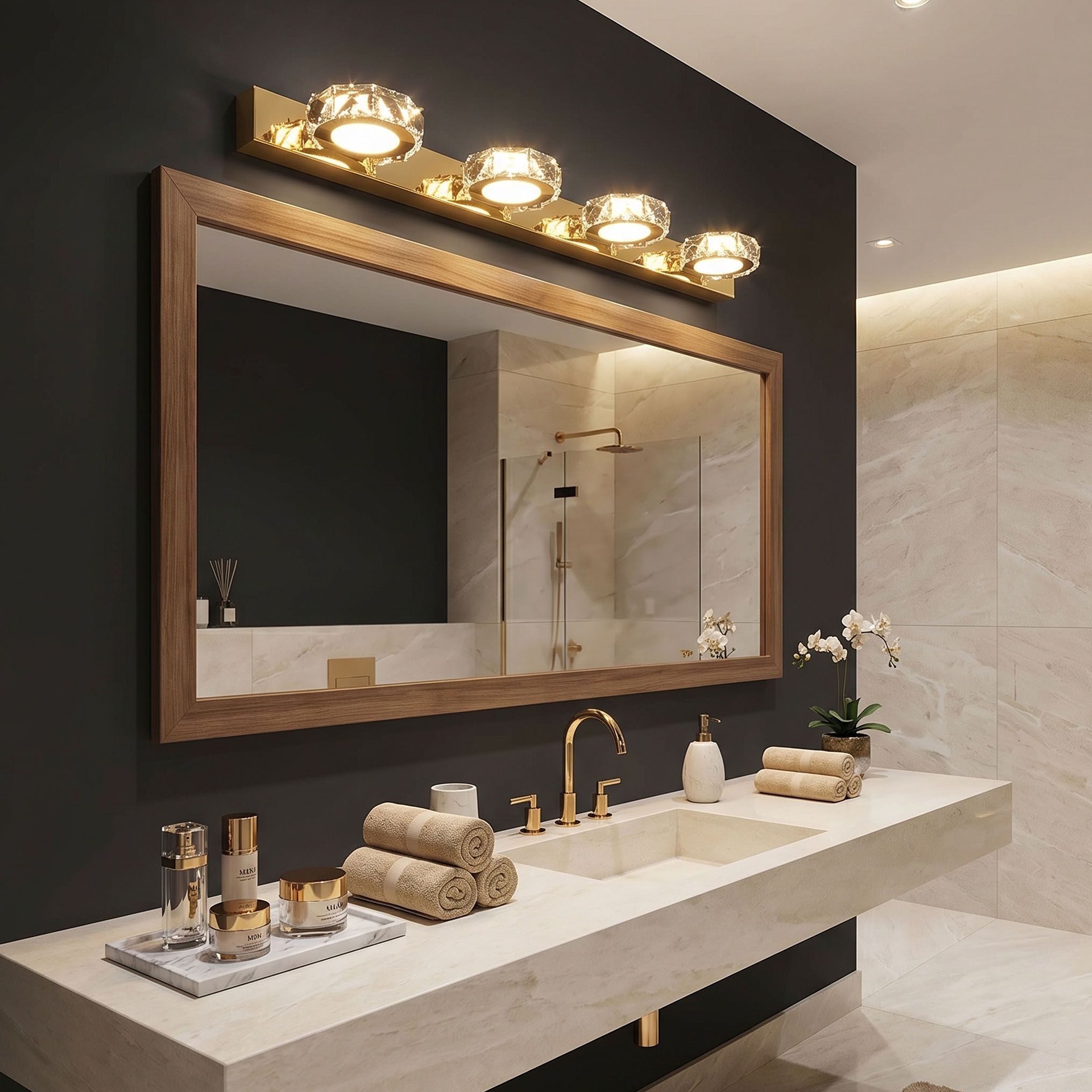 Toolight, LED nástenné svietidlo 62 cm, 12W, 4000K, 1000lm, APP1941-4W, zlatá lesklá, OSW-66075