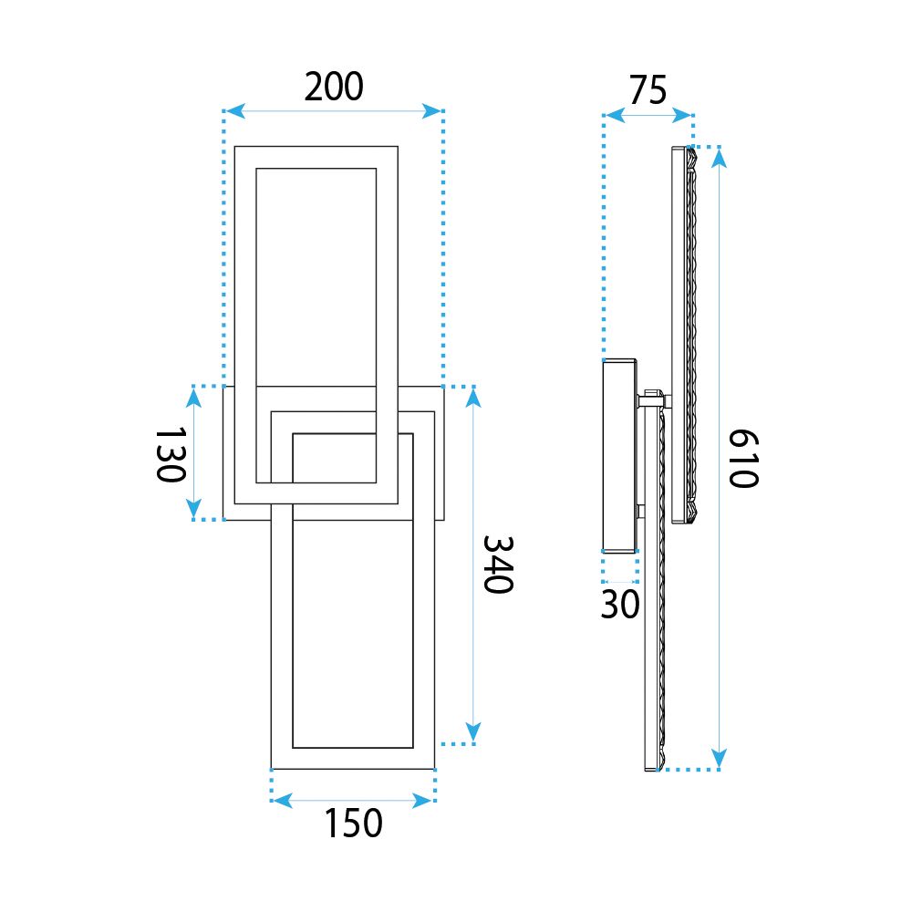 Toolight, stropné LED svietidlo 610x200 mm, 12W, 4000K, 1000lm, čierna matná, G155-C, OSW-06409