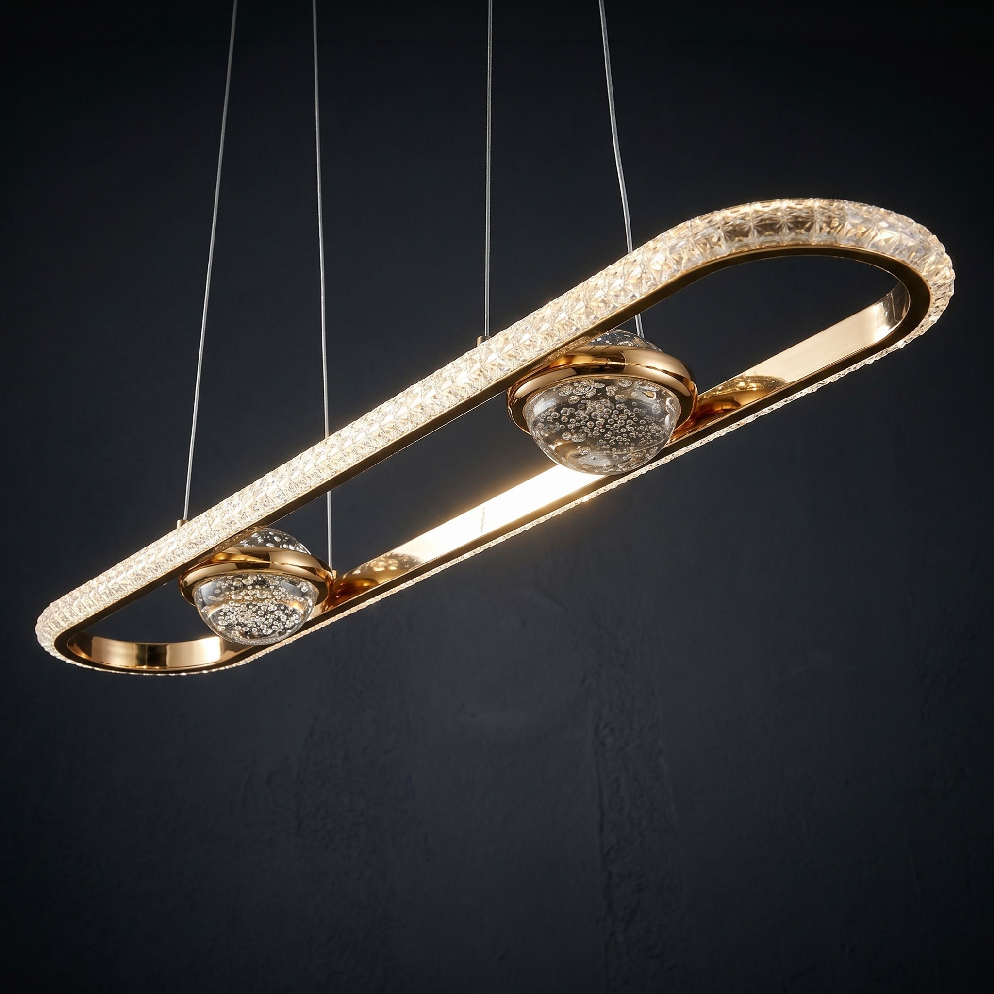 Toolight, LED závesné svietidlo 98cm, 120W, 4000K, 5000lm, G159-CP, zlatá lesklá, OSW-06411