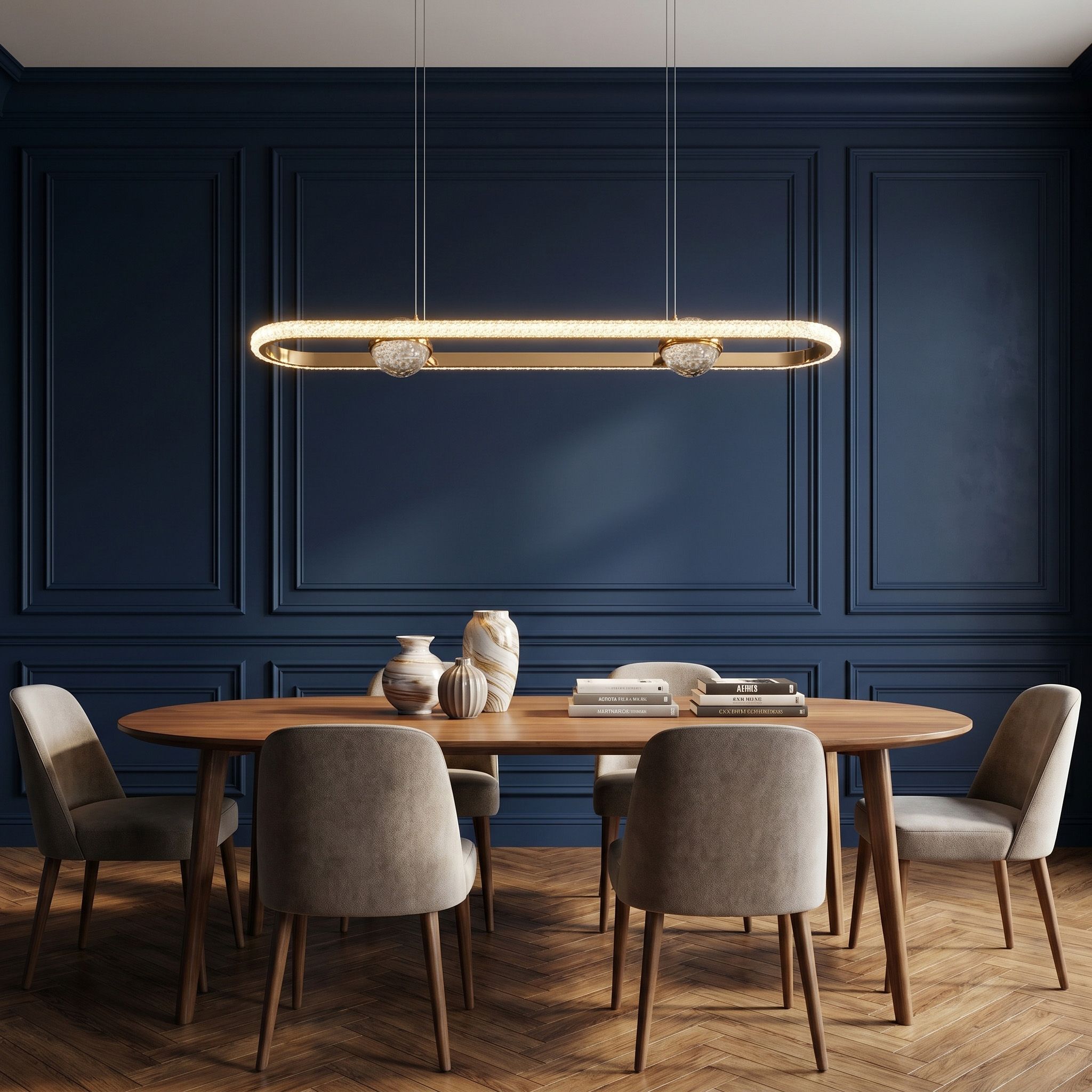 Toolight, LED závesné svietidlo 98cm, 120W, 4000K, 5000lm, G159-CP, zlatá lesklá, OSW-06411
