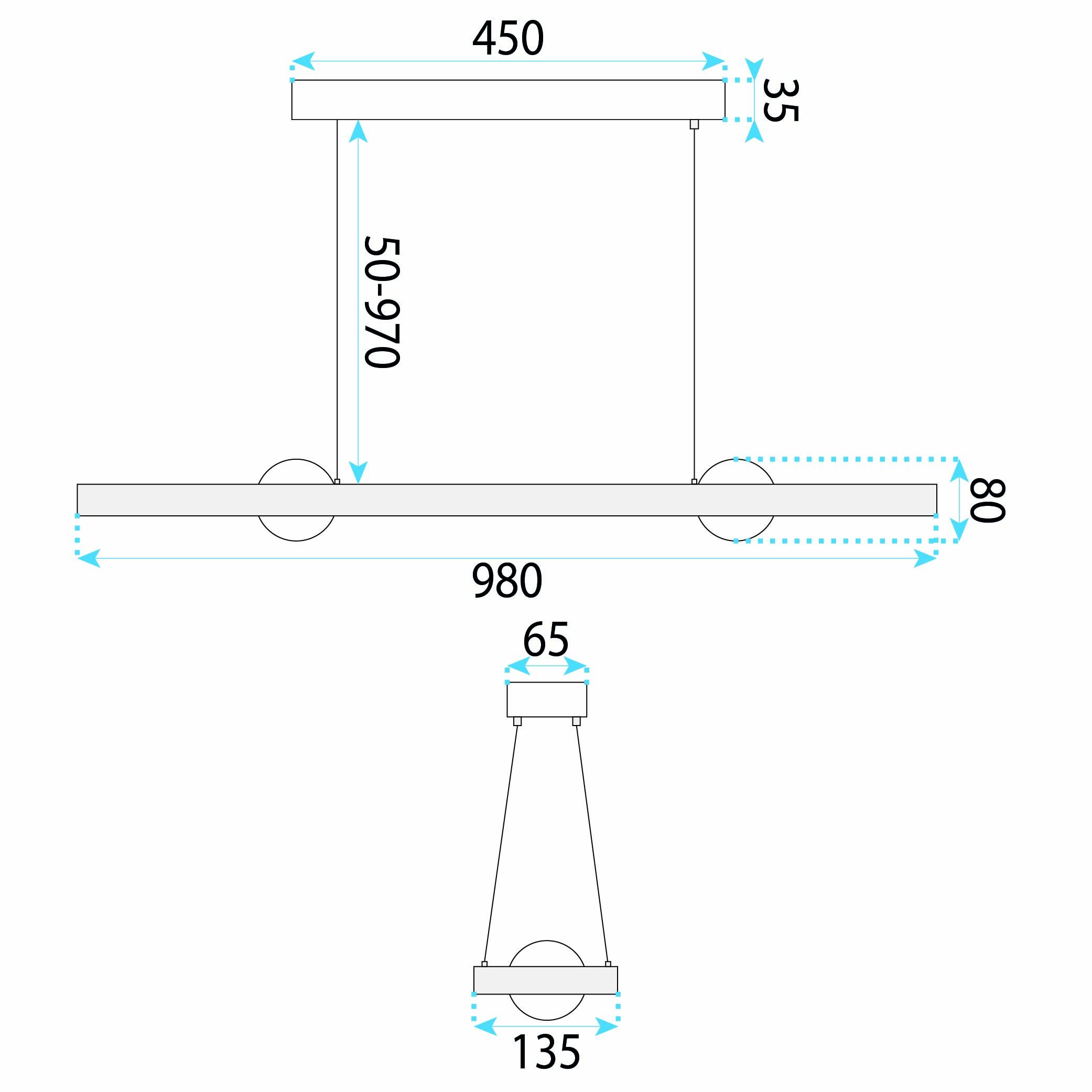 Toolight, LED závesné svietidlo 98cm, 120W, 4000K, 5000lm, G159-CP, zlatá lesklá, OSW-06411