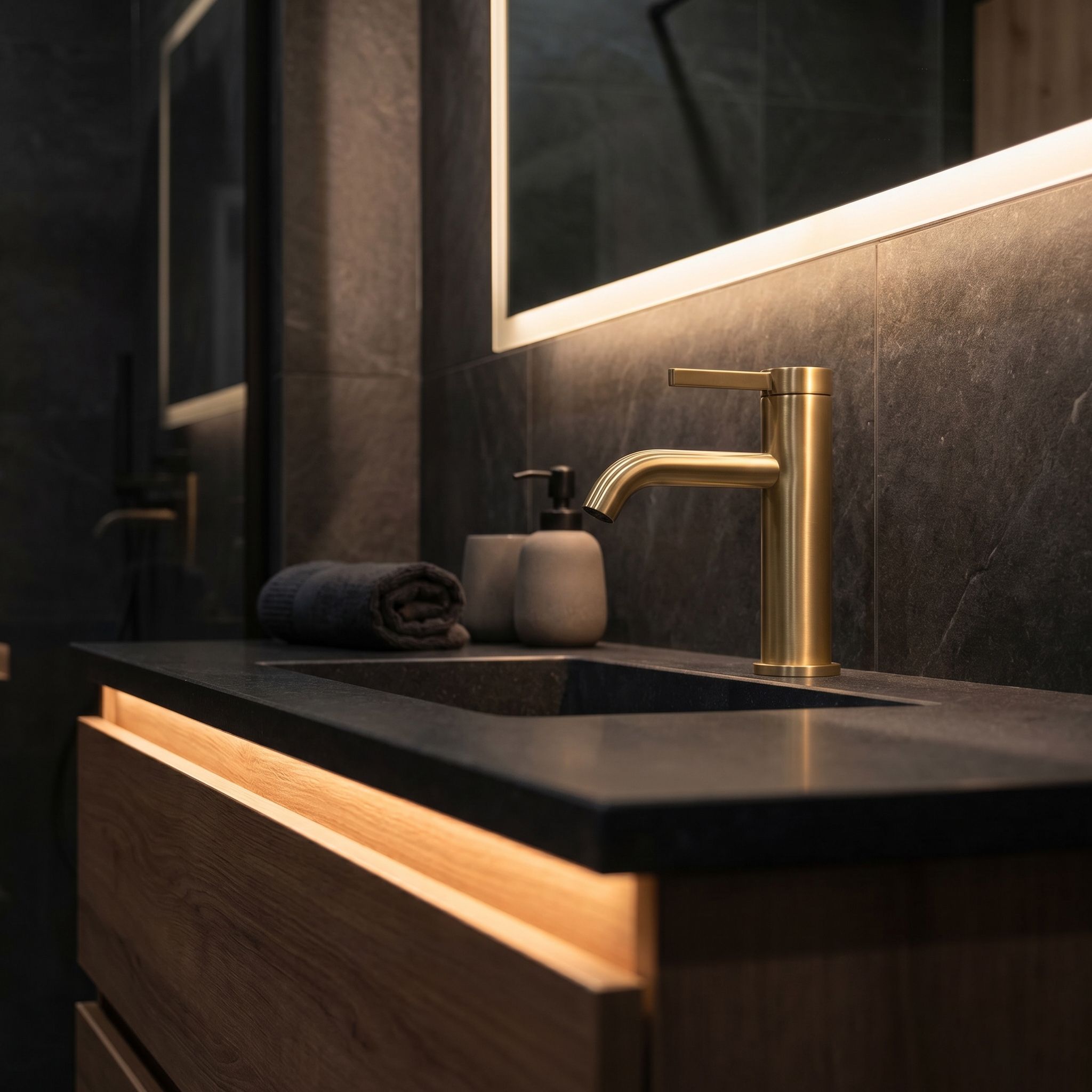 REA Rivo bateria nizka Zlata matna detail