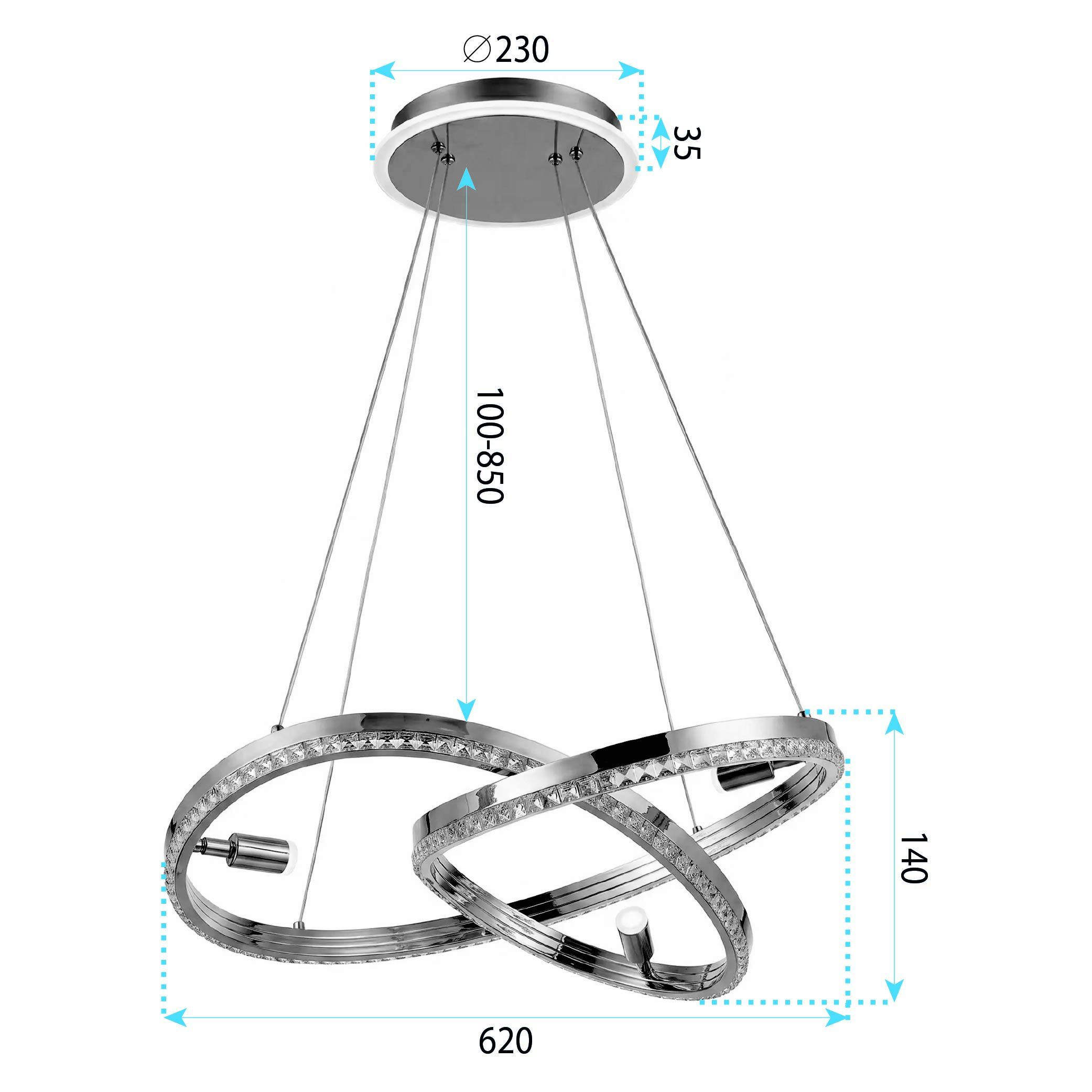 Toolight, LED závesné svietidlo, 620 mm, 140W, 4000K, 5000lm, G158-CP, zlatá lesklá, OSW-06410