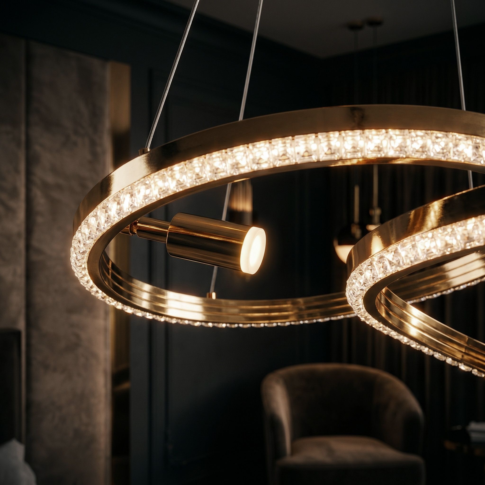 Toolight, LED závesné svietidlo, 620 mm, 140W, 4000K, 5000lm, G158-CP, zlatá lesklá, OSW-06410