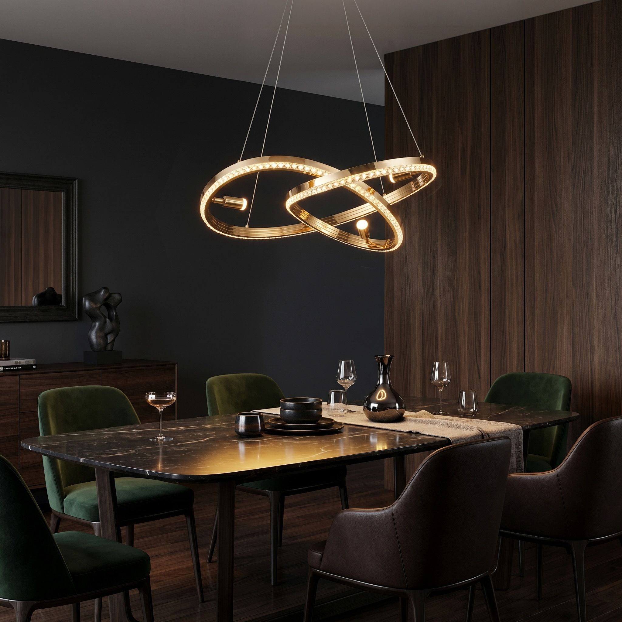 Toolight, LED závesné svietidlo, 620 mm, 140W, 4000K, 5000lm, G158-CP, zlatá lesklá, OSW-06410
