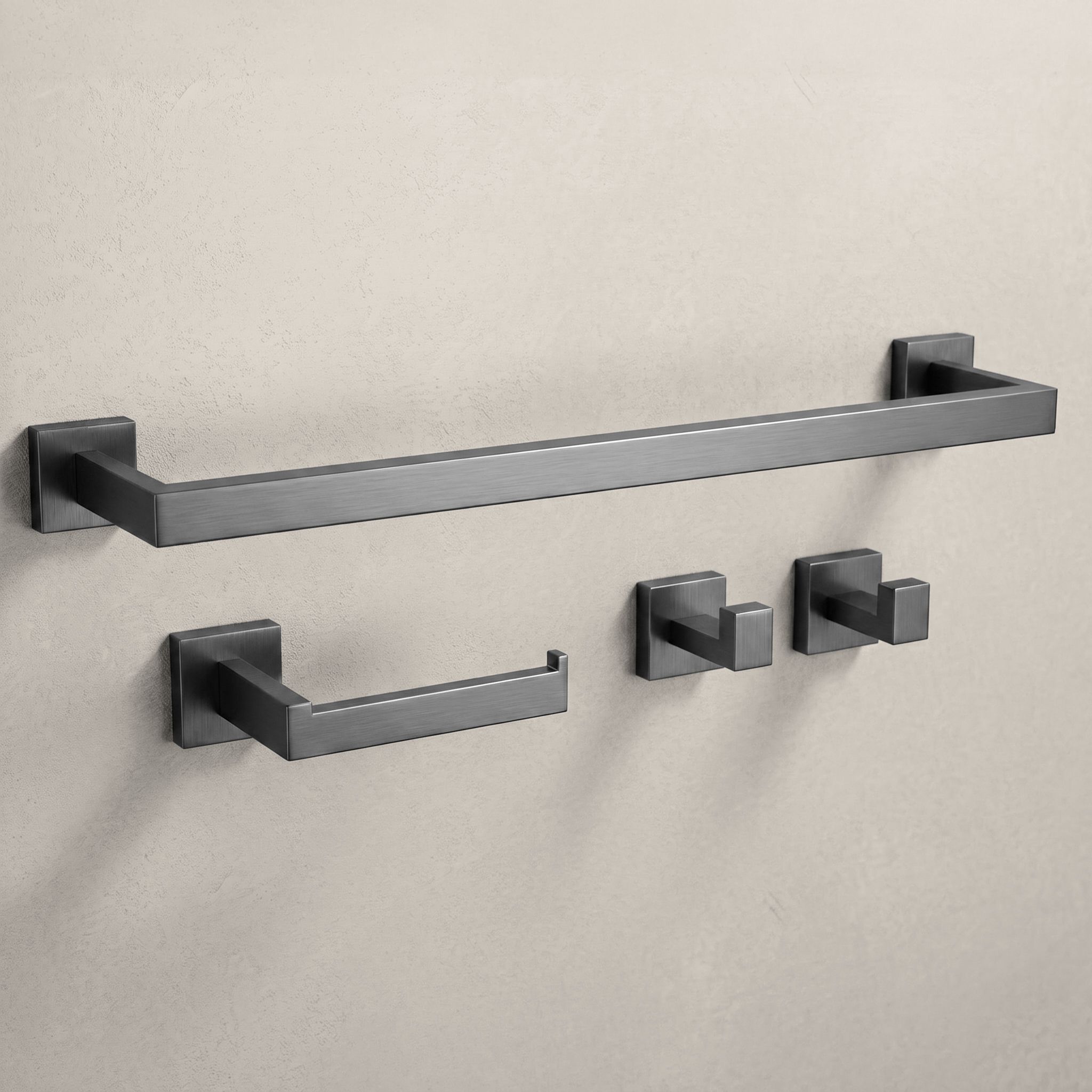 REA Rio sada koupelnových doplňků 4 ks Grafitová/Titánová