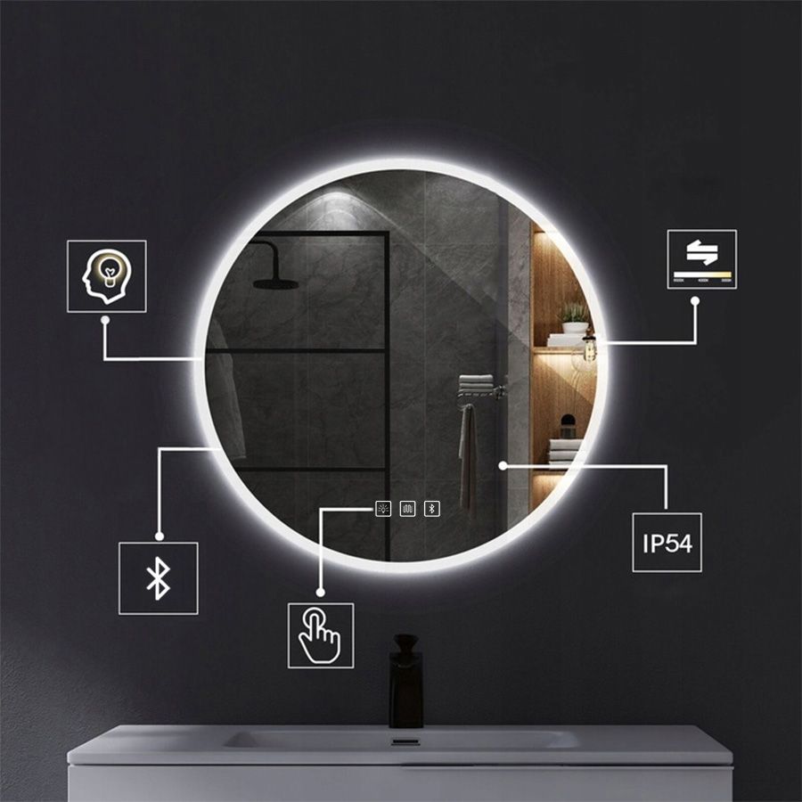 Rea BLUETOOTH FFJ, okrúhle LED zrkadlo, 80cm, HOM-06500