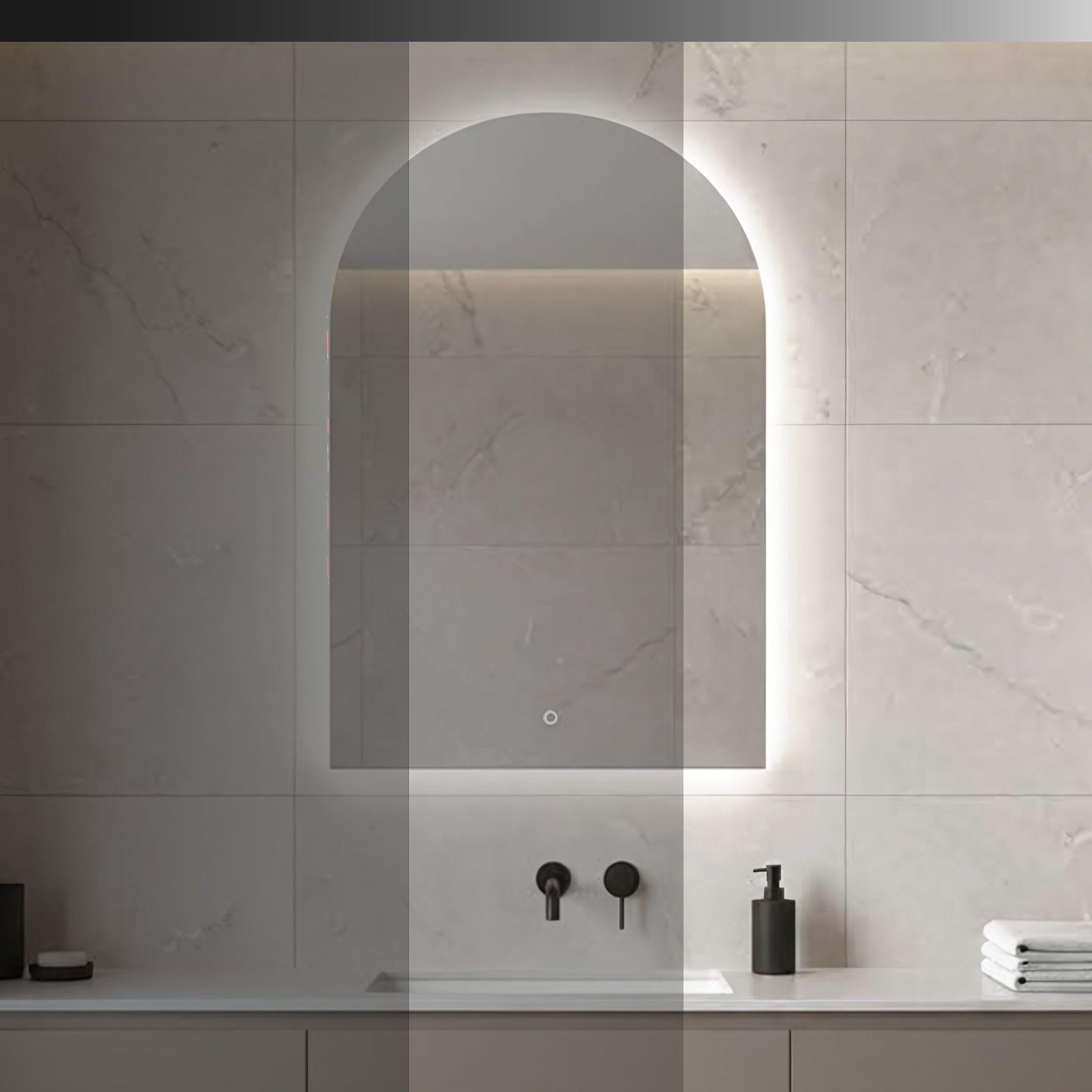 Rea TOP, LED zrkadlo s oblúkovým horným zaoblením, 90x60cm , HOM-01520