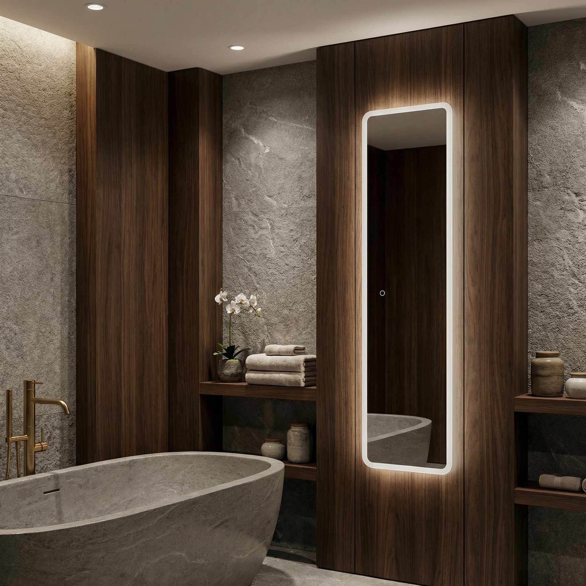 Rea MOL-SQ, vysoké LED zrkadlo, 150 × 50 cm, HOM-01527