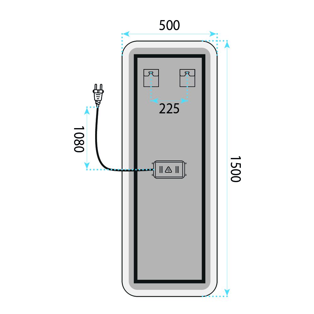 Rea MOL-SQ, vysoké LED zrkadlo, 150 × 50 cm, HOM-01527