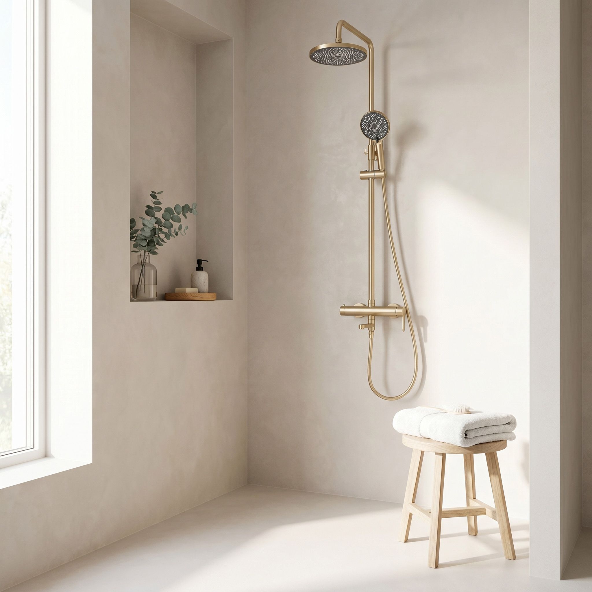Rea Arcos, sprchový set s vaňovou výlevkou, zlatá matná, REA-P8716