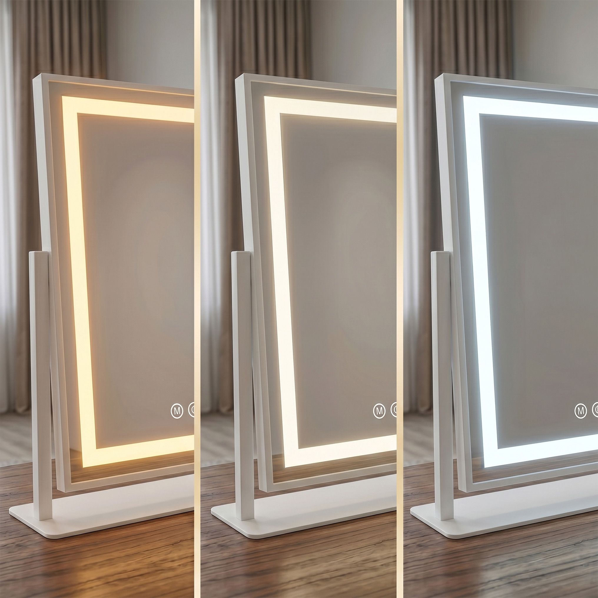 Rea LUMI, kozmetické LED zrkadlo 30x40cm, biely rám, HOM-01800