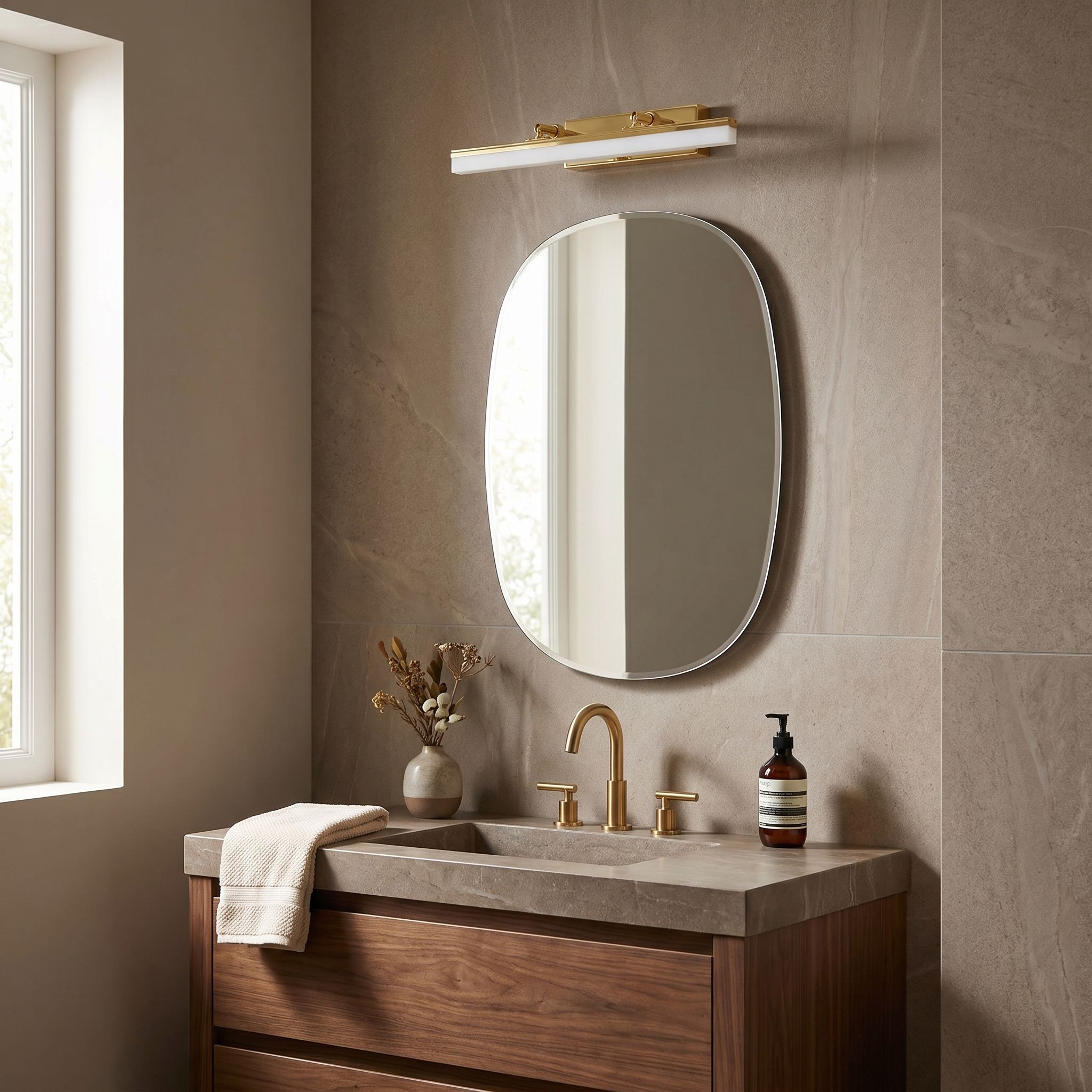 Toolight, LED nástenné svietidlo, 40cm, 6W, 4000K, 1000lm, APP1872-1W, Zlatá, OSW-60985