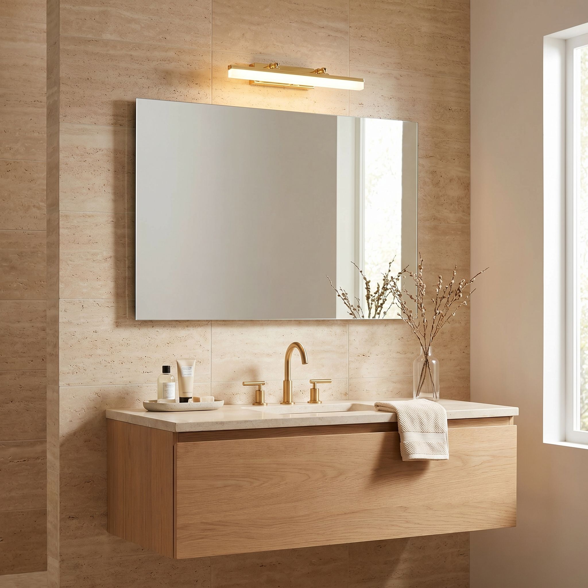 Toolight, LED nástenné svietidlo, 40cm, 6W, 4000K, 1000lm, APP1872-1W, Zlatá, OSW-60985