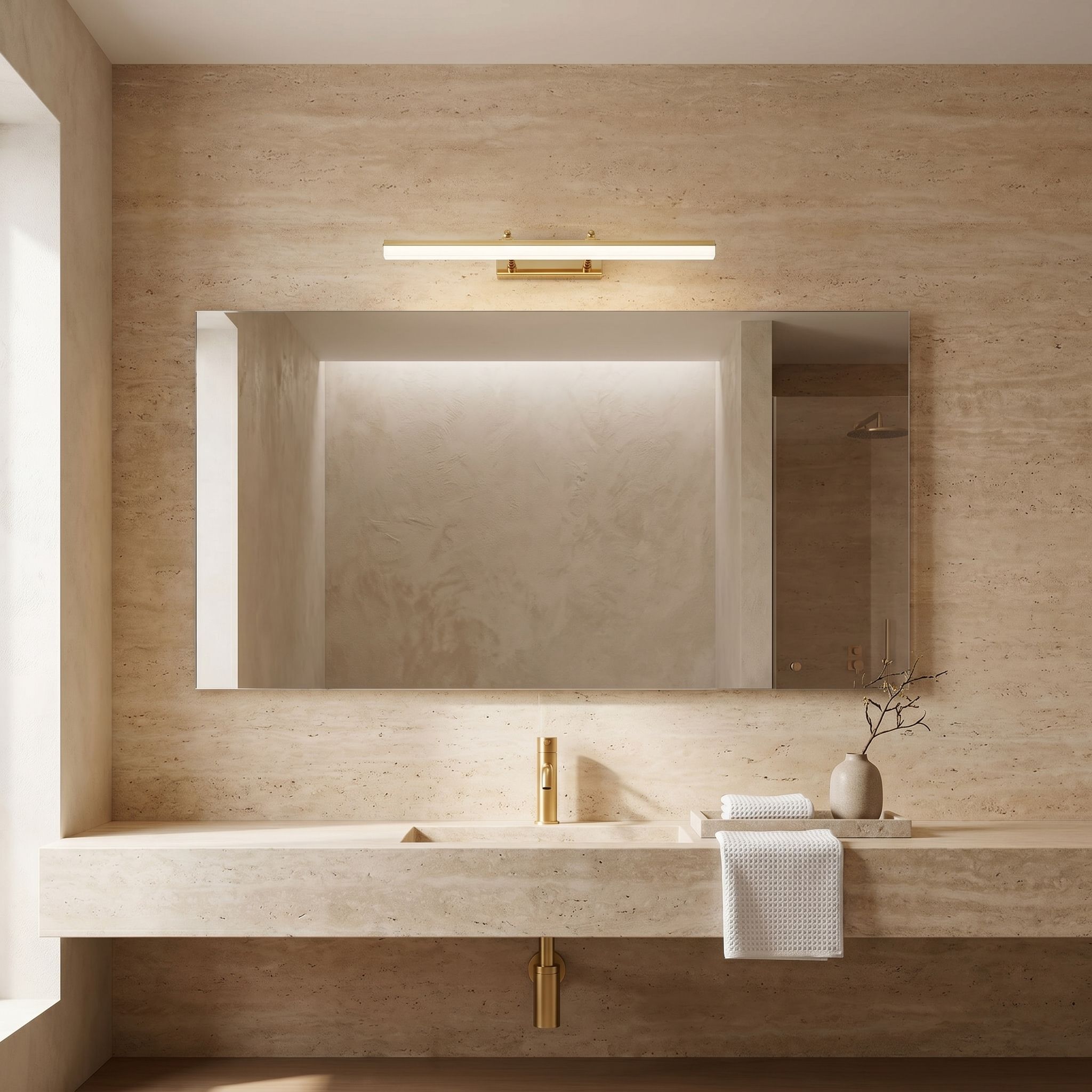 Toolight, LED nástenné svietidlo, 60cm, 9W, 4000K, 1000lm, APP1873-1W, Zlatá, OSW-66028