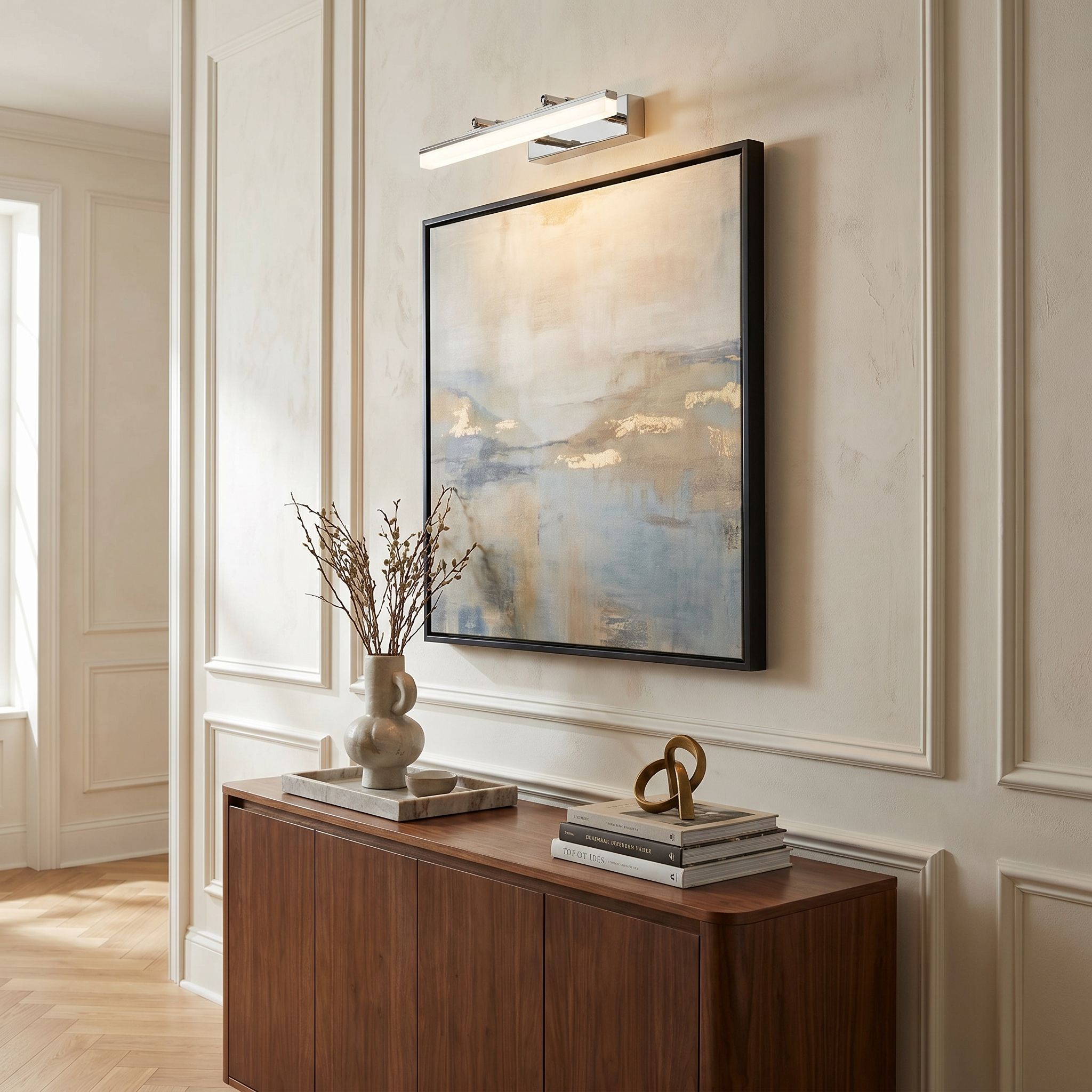Toolight, LED nástenné svietidlo, 40cm, 6W, 4000K, 1000lm, APP1869-1W, Chrómová, OSW-66025