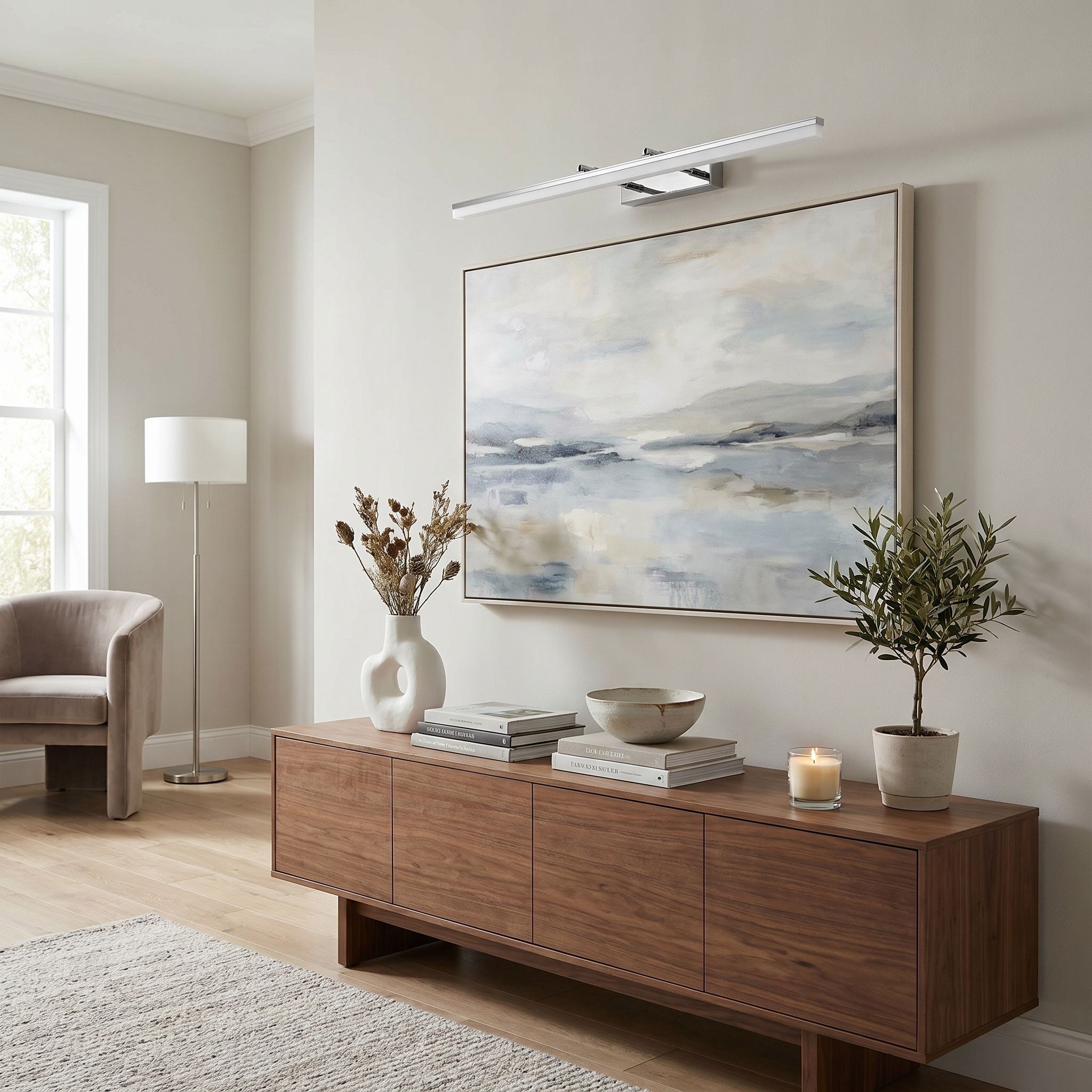 Toolight, LED nástenné svietidlo, 80cm, 13W, 4000K, 1000lm, APP1871-1W, Chrómová, OSW-66027