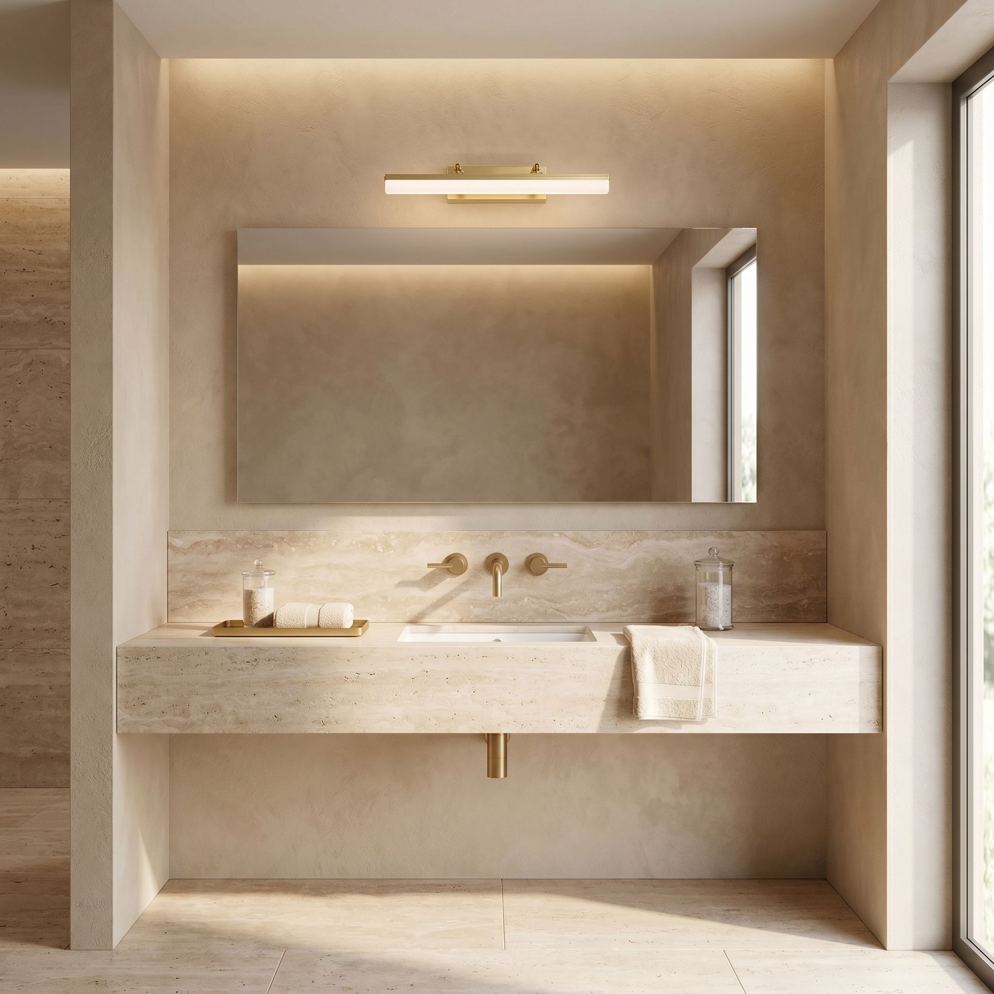 Toolight, LED nástenné svietidlo, 40cm, 6W, 4000K, 1000lm, APP1875-1W, Brúsené zlato, OSW-66030