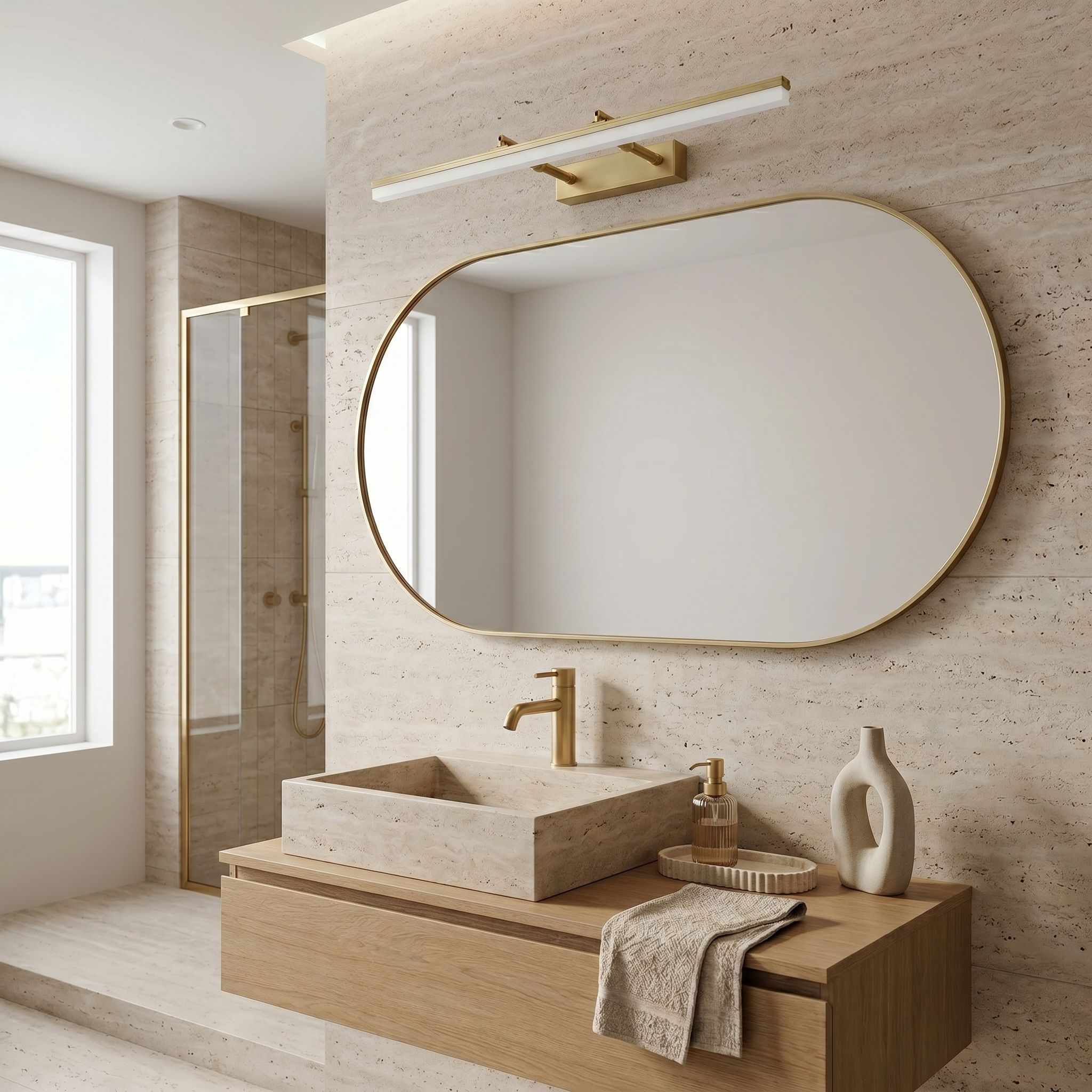 Toolight, LED nástenné svietidlo, 60cm, 9W, 4000K, 1000lm, APP1876-1W, Brúsené zlato, OSW-66031