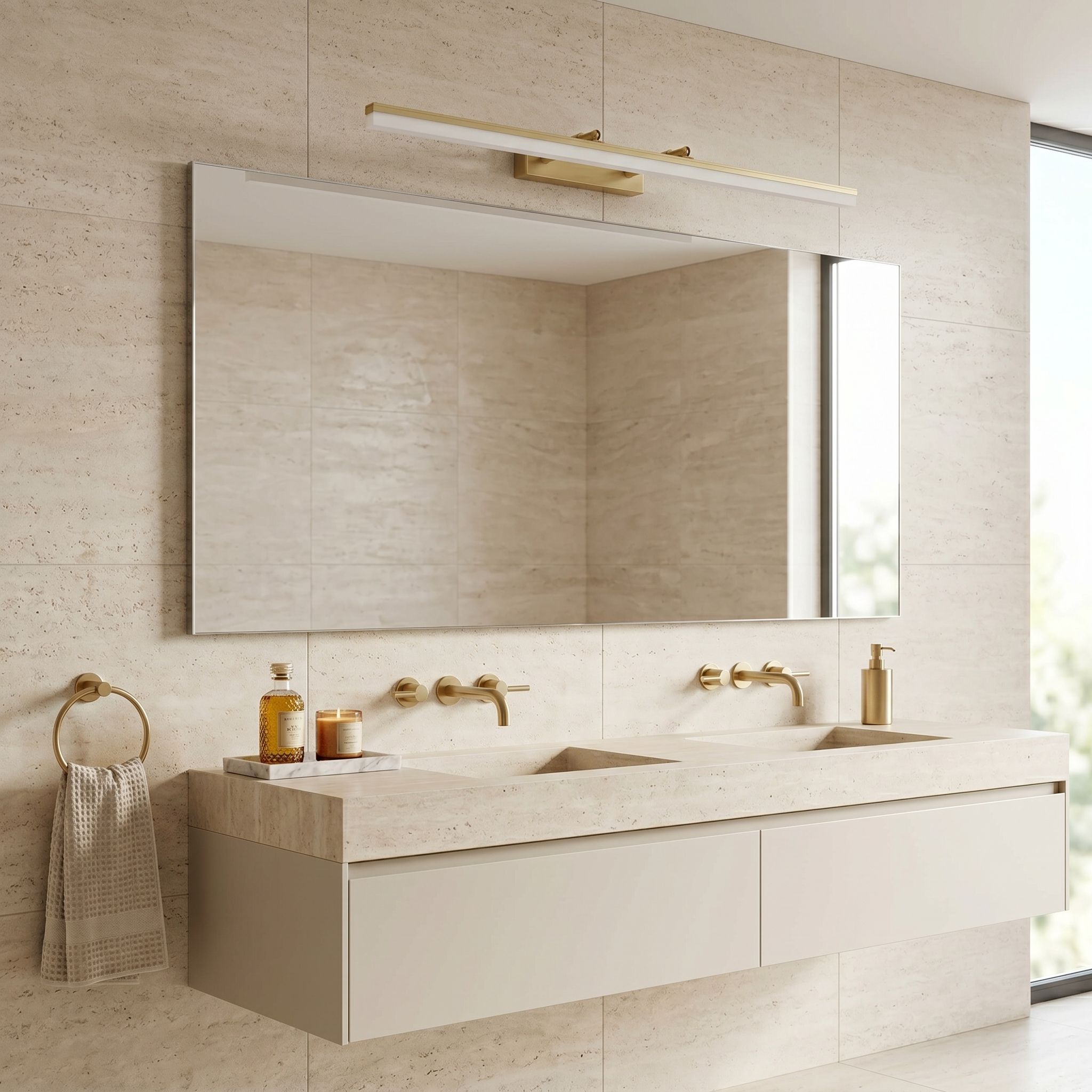 Toolight, LED nástenné svietidlo, 80cm, 13W, 4000K, 1000lm, APP1877-1W, Brúsené zlato, OSW-66032