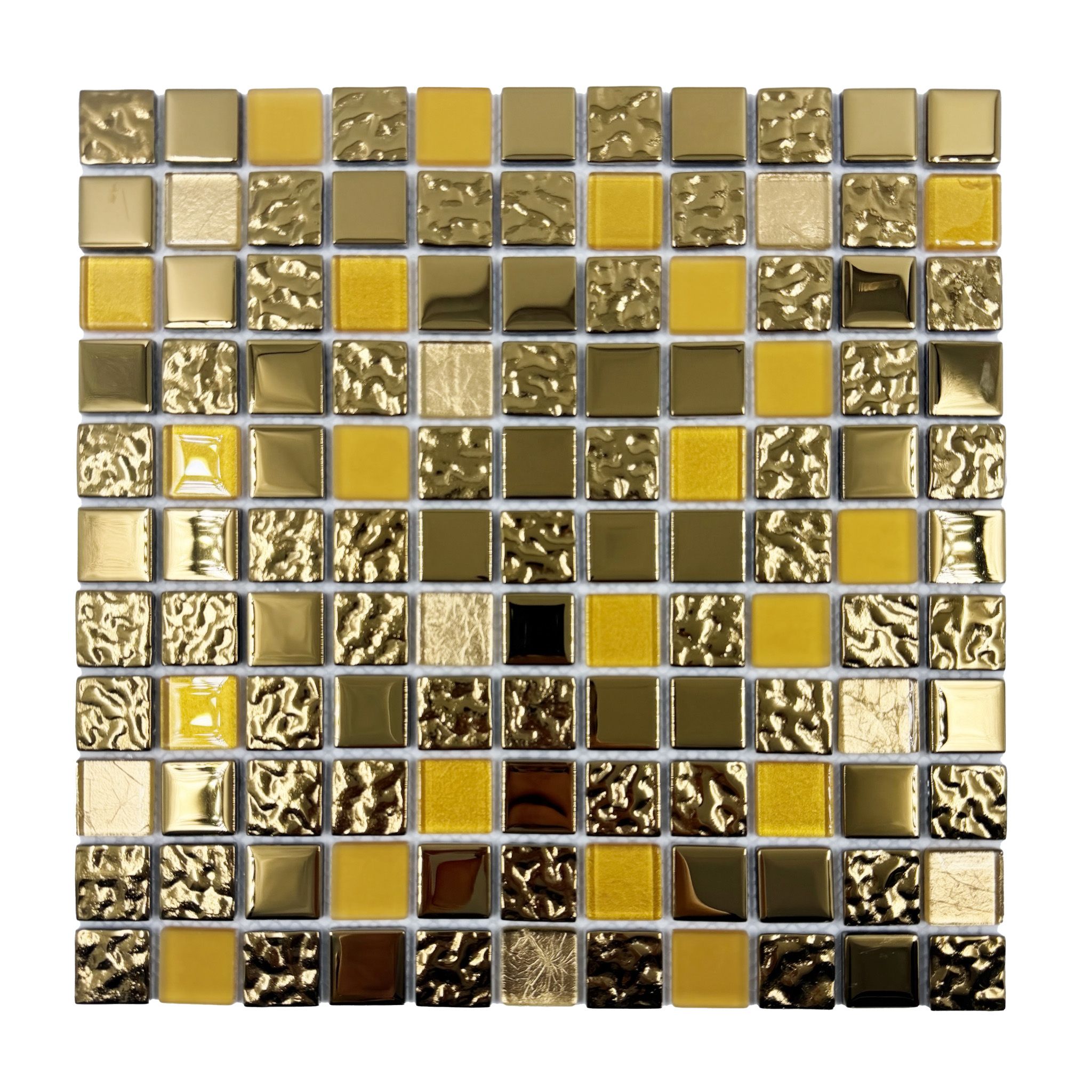 Rea, sklenená nástenná mozaika 300x300 mm, zlatá lesklá, HOM-09996