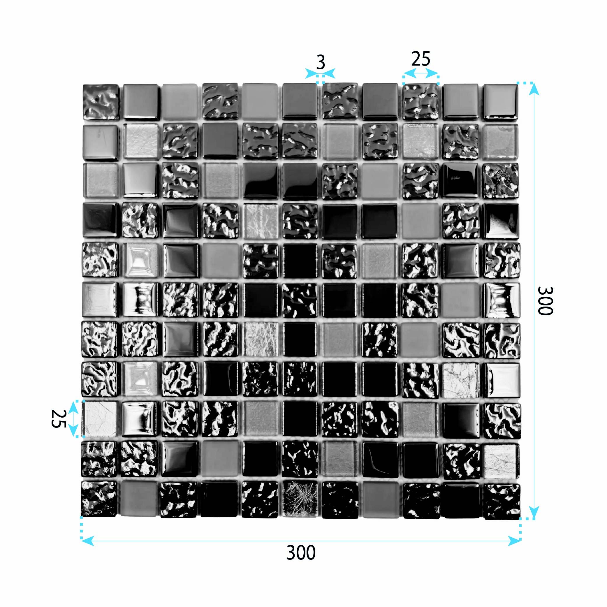 Rea, sklenená nástenná mozaika 300x300 mm, zlatá lesklá, HOM-09996