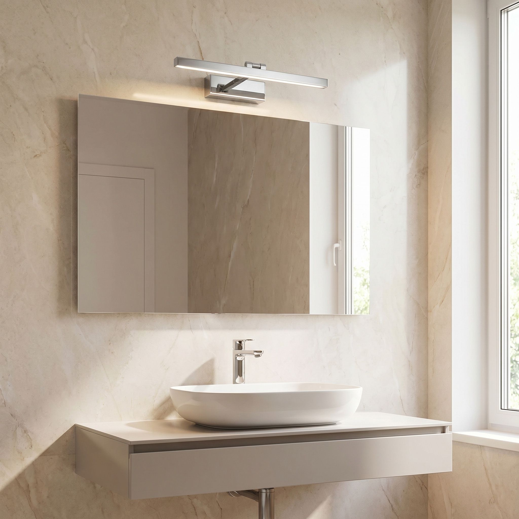 Toolight, LED nástenné svietidlo, 40cm, 6W, 4000K, 500lm, APP1857-1W, chrómová, OSW-66010