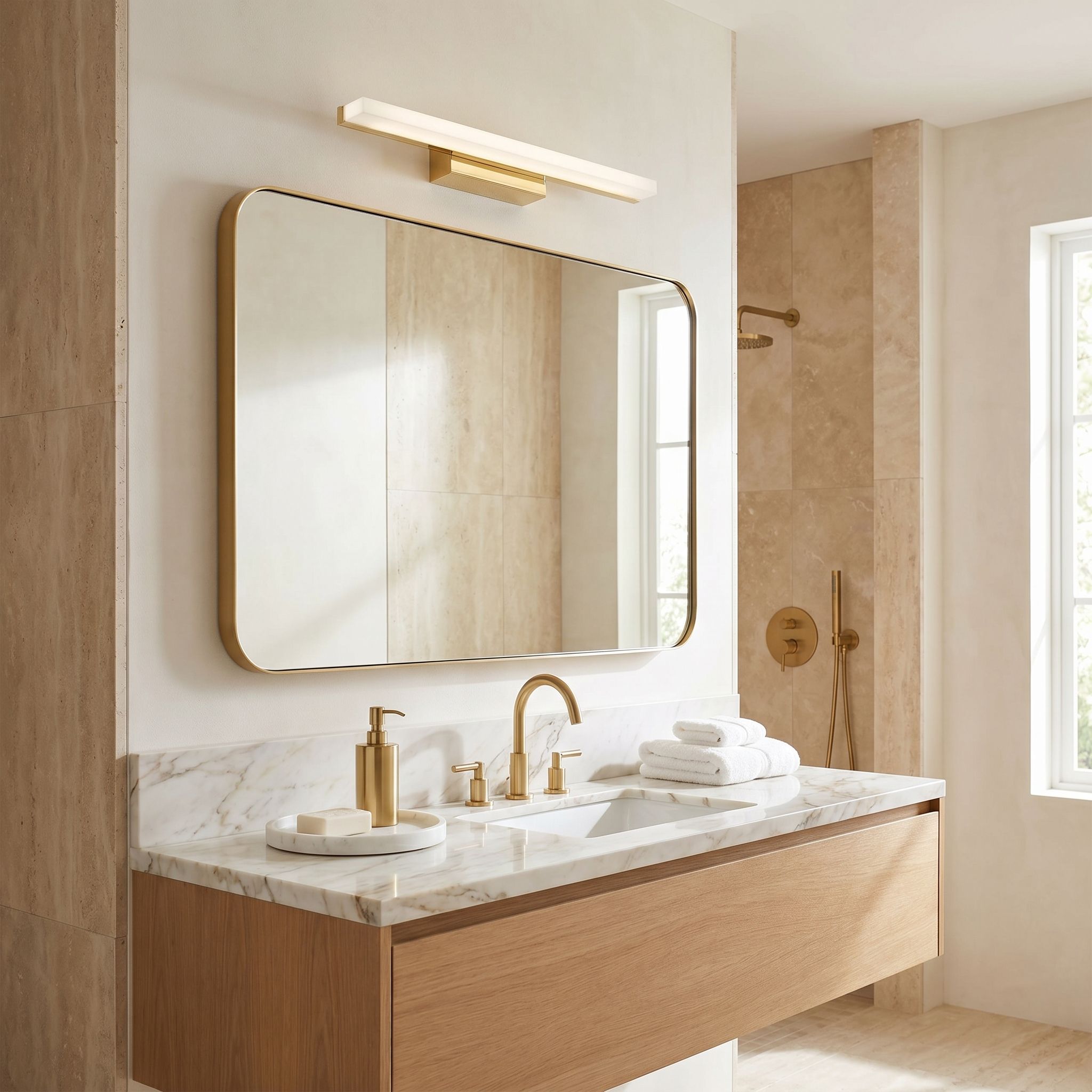 Toolight, LED nástenné svietidlo, 40cm, 6W, 4000K, 500lm, APP1848-1W, zlatá lesklá, OSW-66360