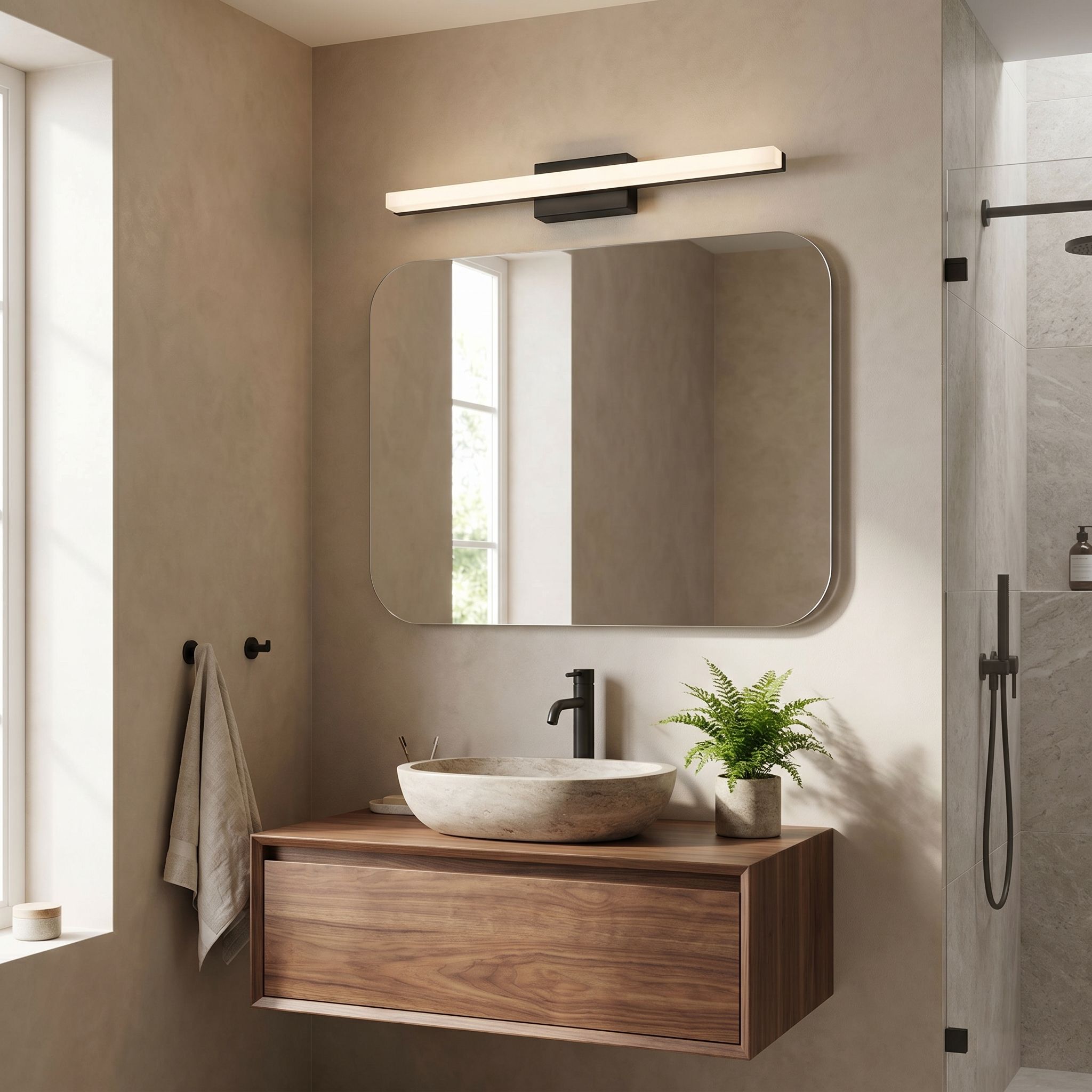 Toolight, LED nástenné svietidlo, 60cm, 9W, 4000K, 1000lm, APP1855-1W, čierna matná, OSW-66361