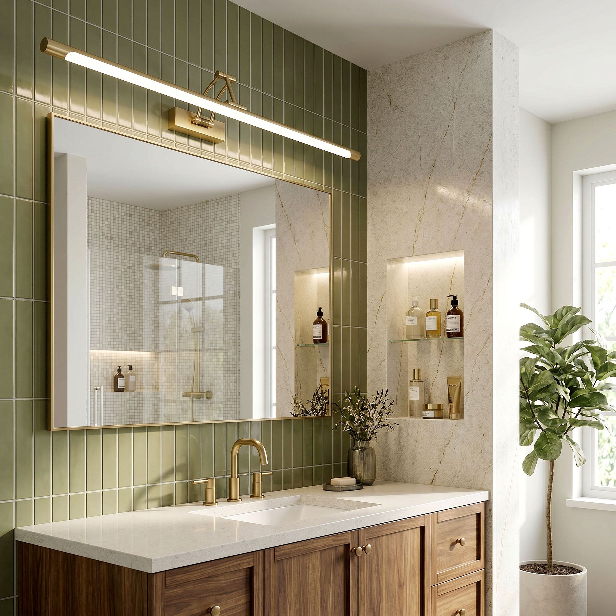 Toolight, LED nástenné svietidlo, 80cm, 16W, 4000K, 1500lm, SWE024-1W, zlatá matná, OSW-20123
