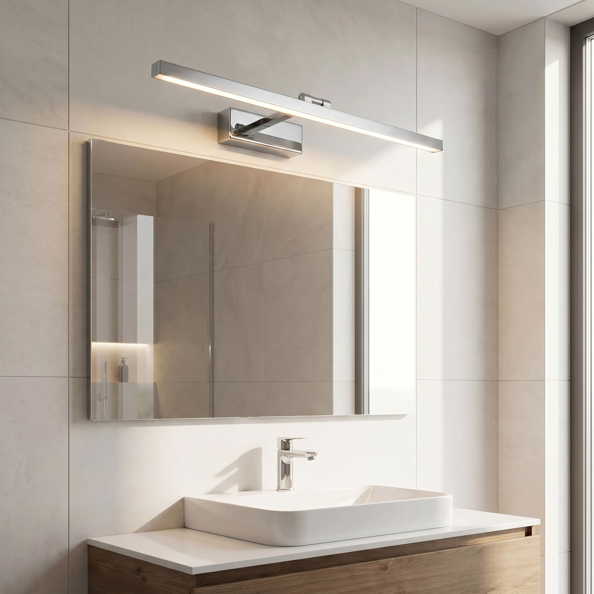Toolight, LED nástenné svietidlo, 80cm, 13W, 4000K, 1000lm, APP1859-1W, chrómová, OSW-66012