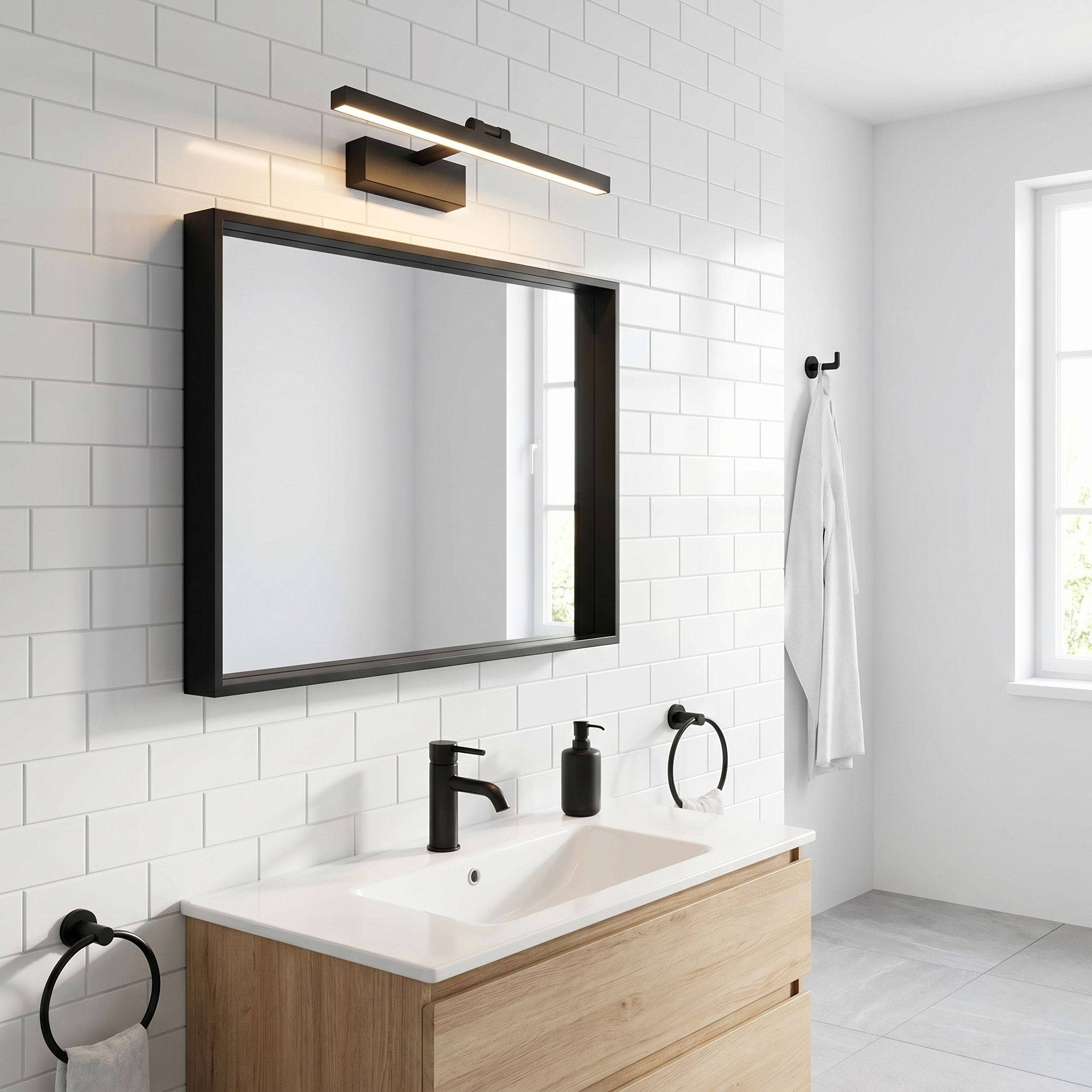 Toolight, LED nástenné svietidlo, 40cm, 6W, 4000K, 500lm, APP1866-1W, čierna matná, OSW-66022